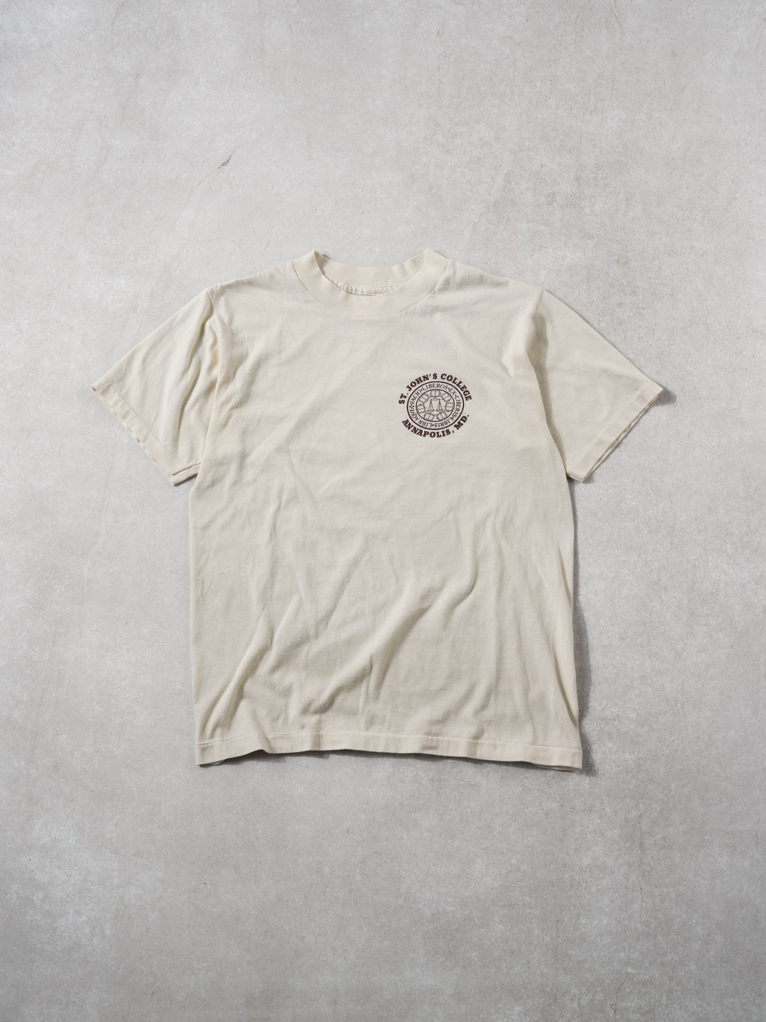 Vintage 70s Beige Saint Johns College Annapolis, MD Tee (XS)