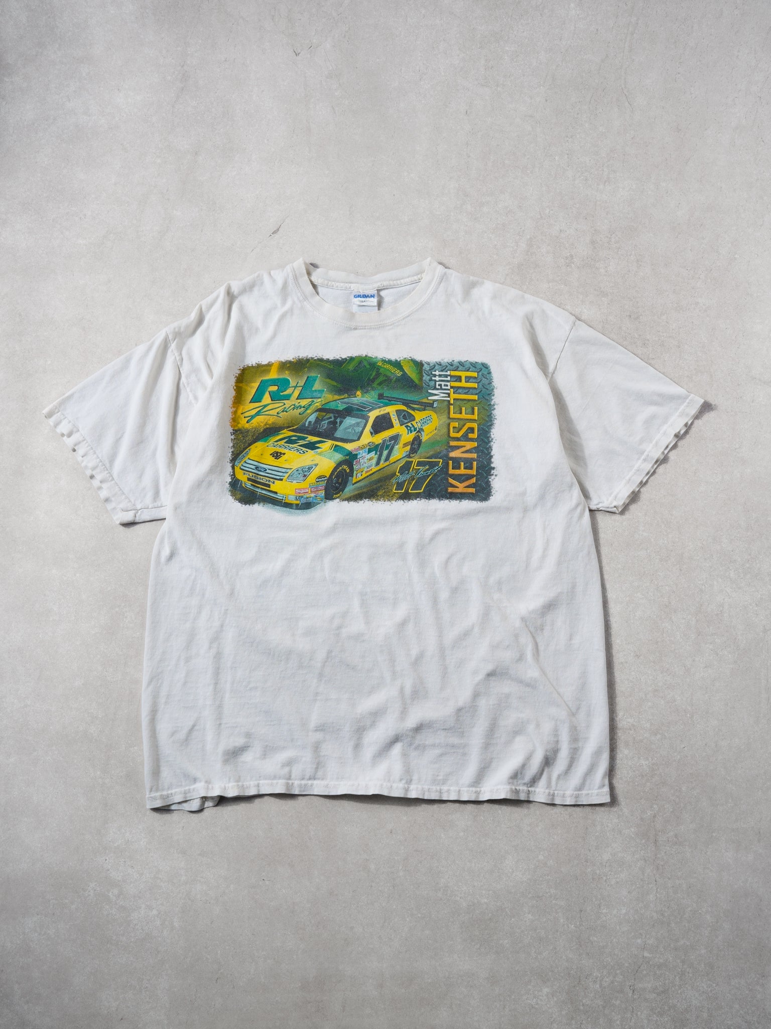 Vintage Y2k White Matt Kenseth #17 R+L Racing Graphic Tee (M/L)