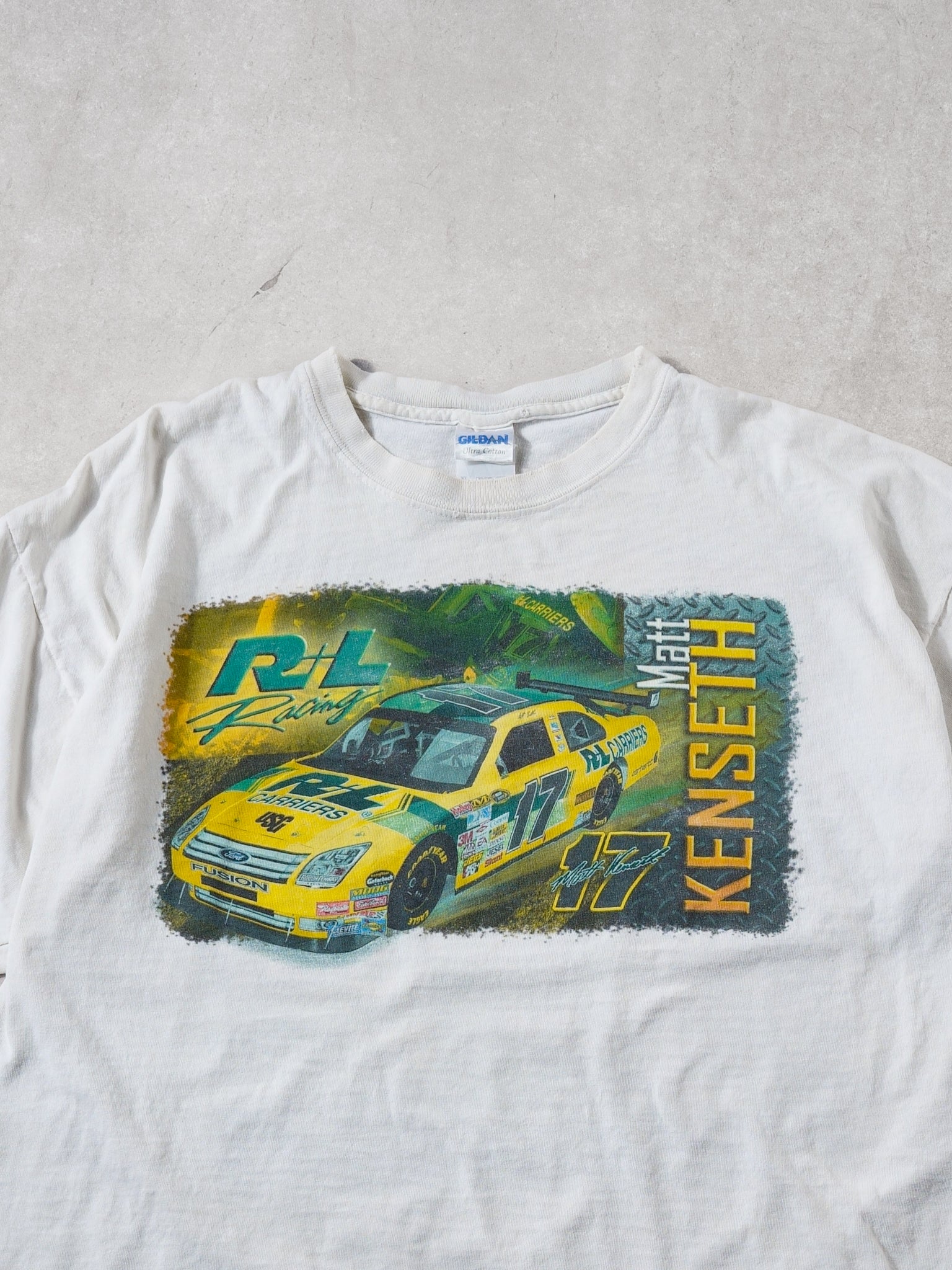 Vintage Y2k White Matt Kenseth #17 R+L Racing Graphic Tee (M/L)
