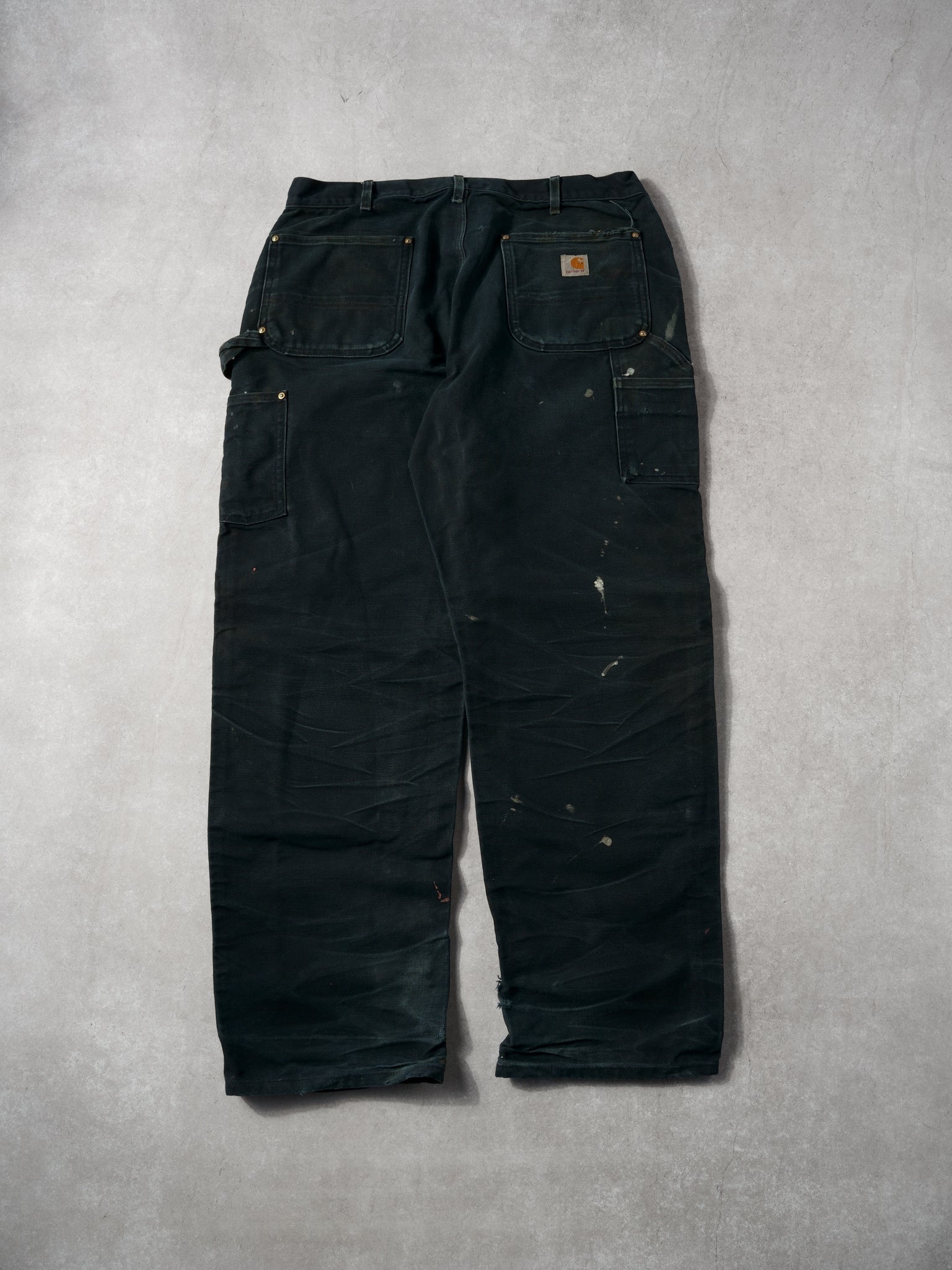 Vintage 90s Black Carhartt Paint Splatter Double Knee Carpenter Pants (36x31)