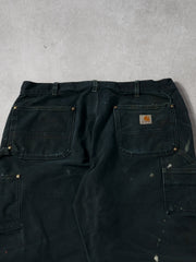 Vintage 90s Black Carhartt Paint Splatter Double Knee Carpenter Pants (36x31)