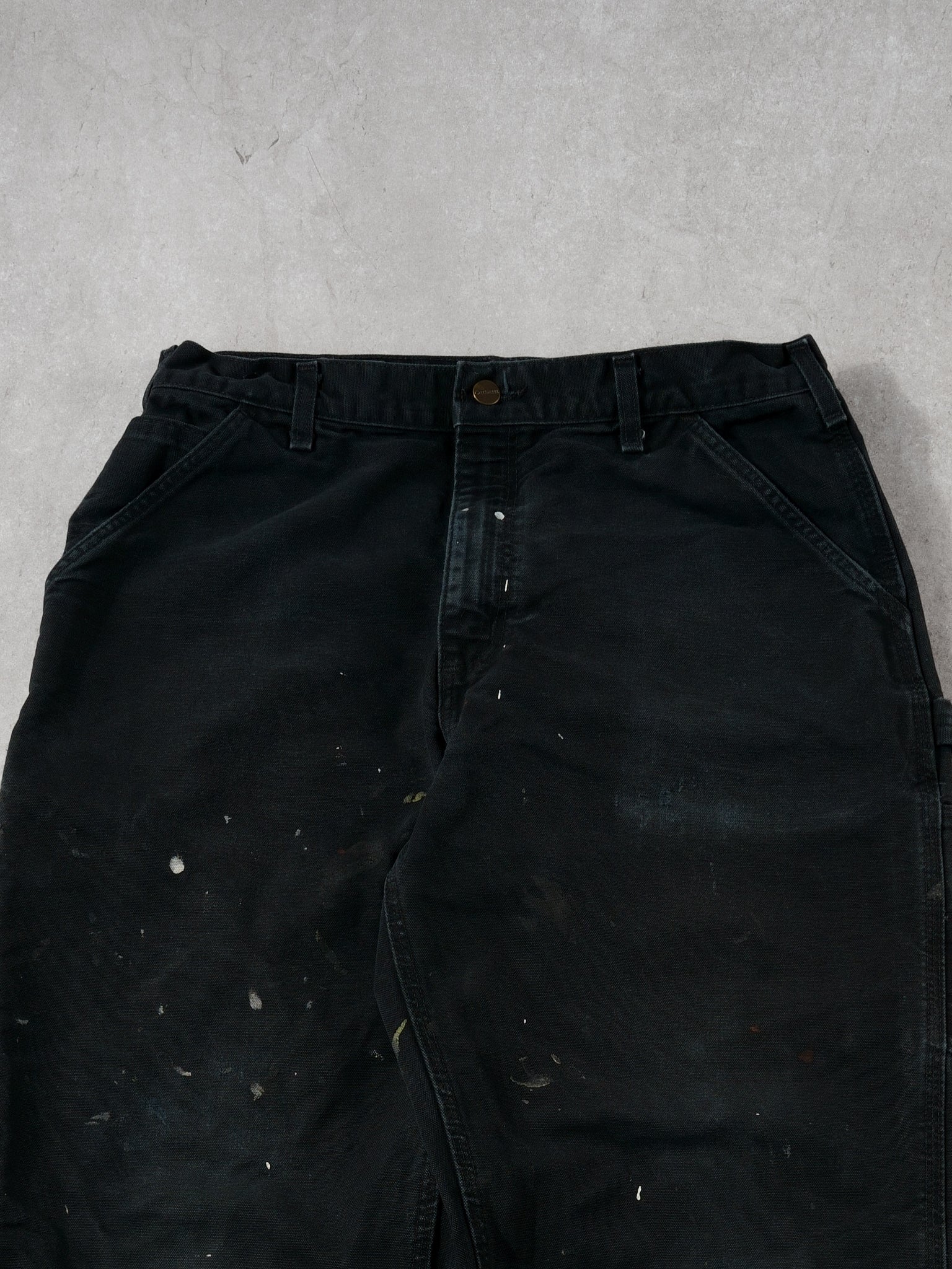 Vintage Black Carhartt Paint Splashed Carpenter Pants (32 x 32)