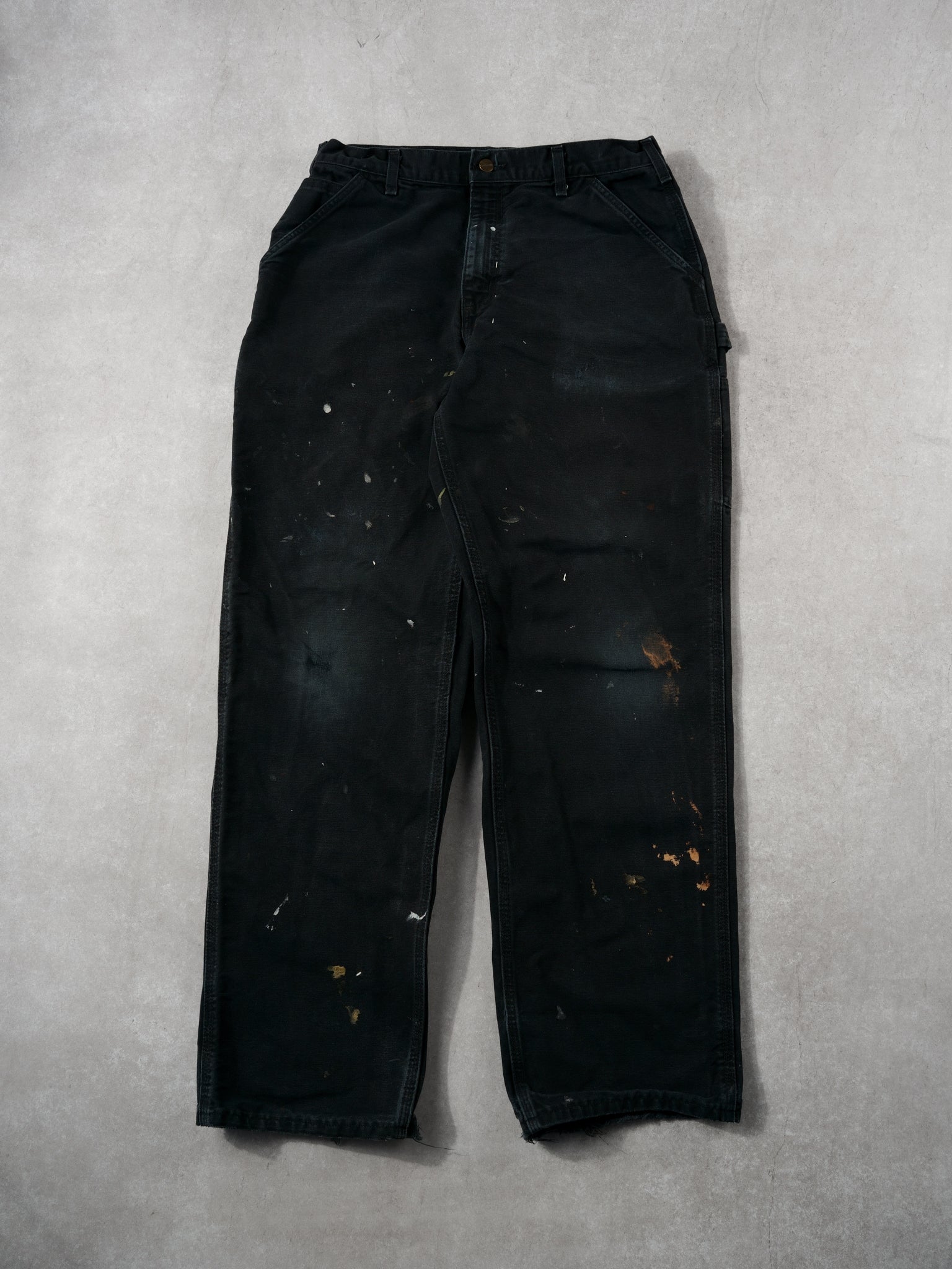 Vintage Black Carhartt Paint Splashed Carpenter Pants (32 x 32)