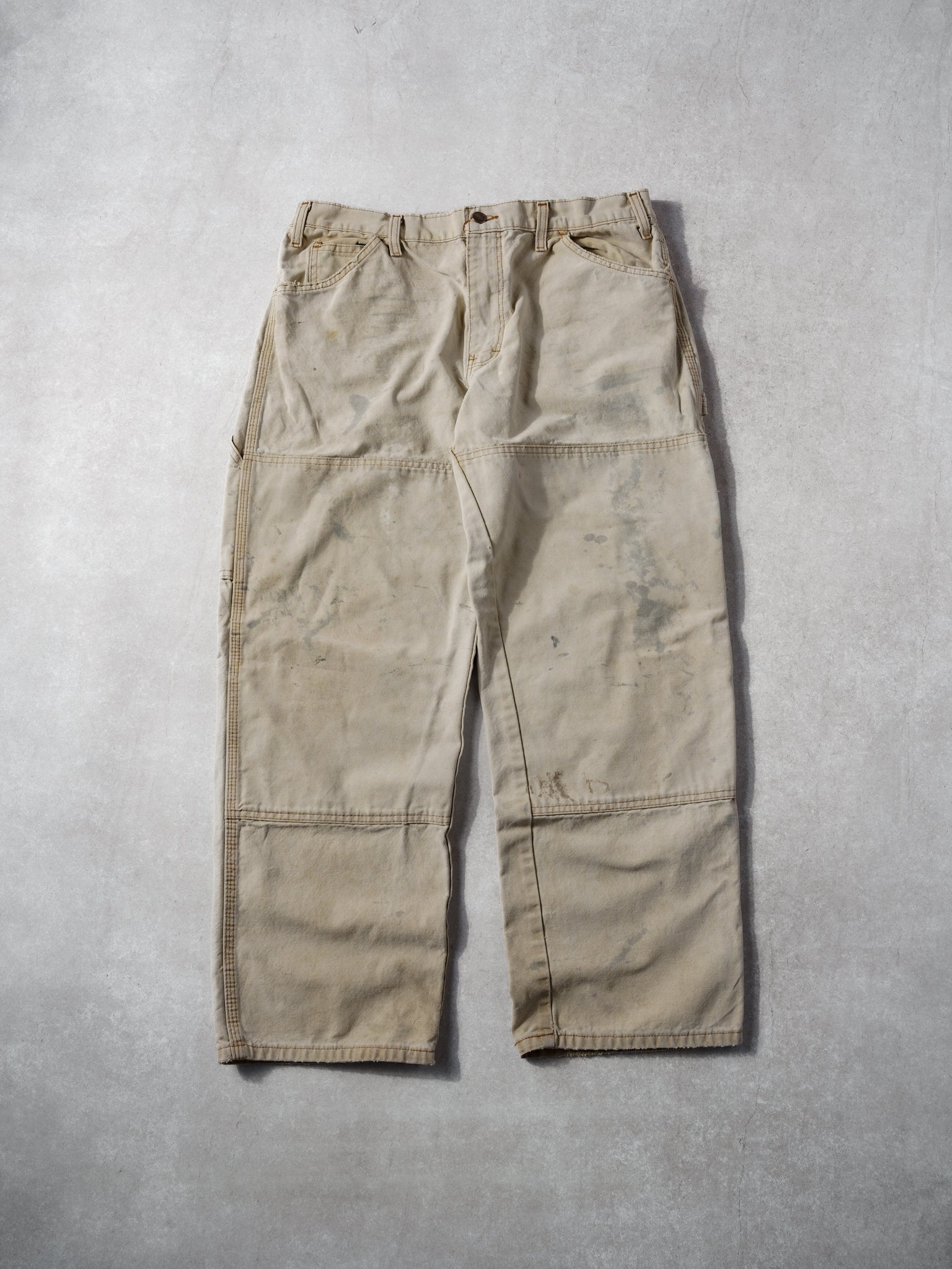 Vintage Beige Dickies Relaxed Fit Double Knee Carpenter Pants (34x28)