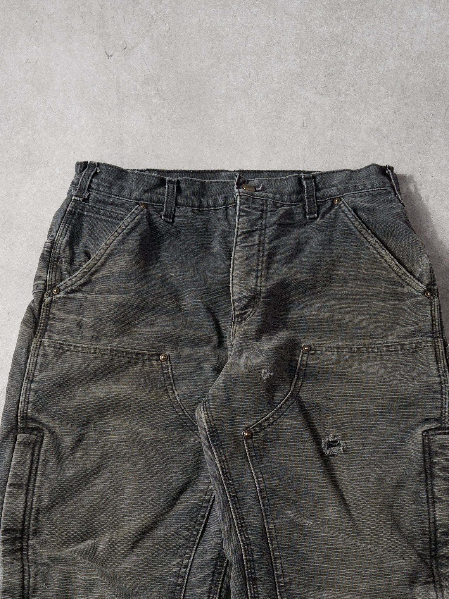 Vintage 90s Grey Carhartt Double Knee Carpenter Lined Pants (31x31)