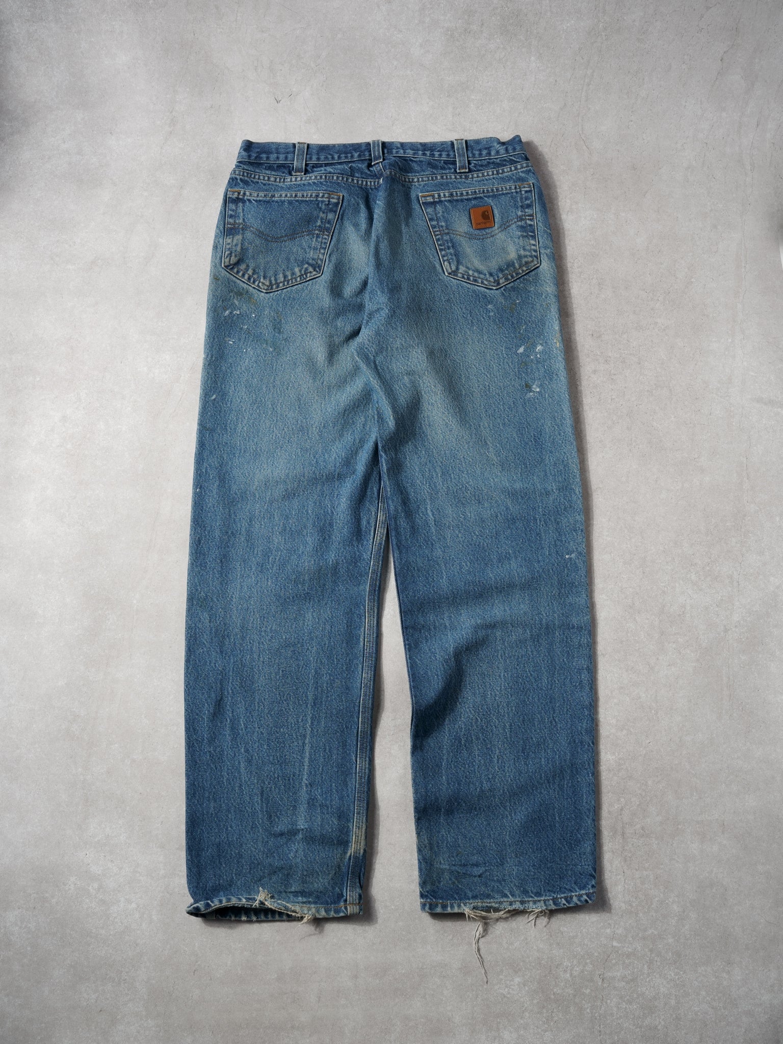 Vintage 90s Blue Carhartt Paint Splatter Denim Jeans (34x34)