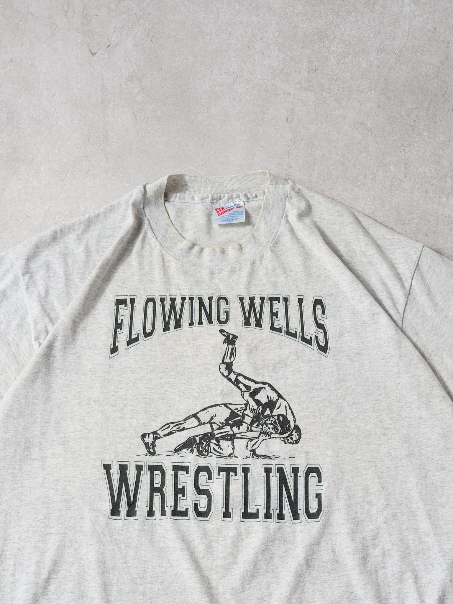 Vintage 90s Grey Flowing Wells Wrestling Tee (L)