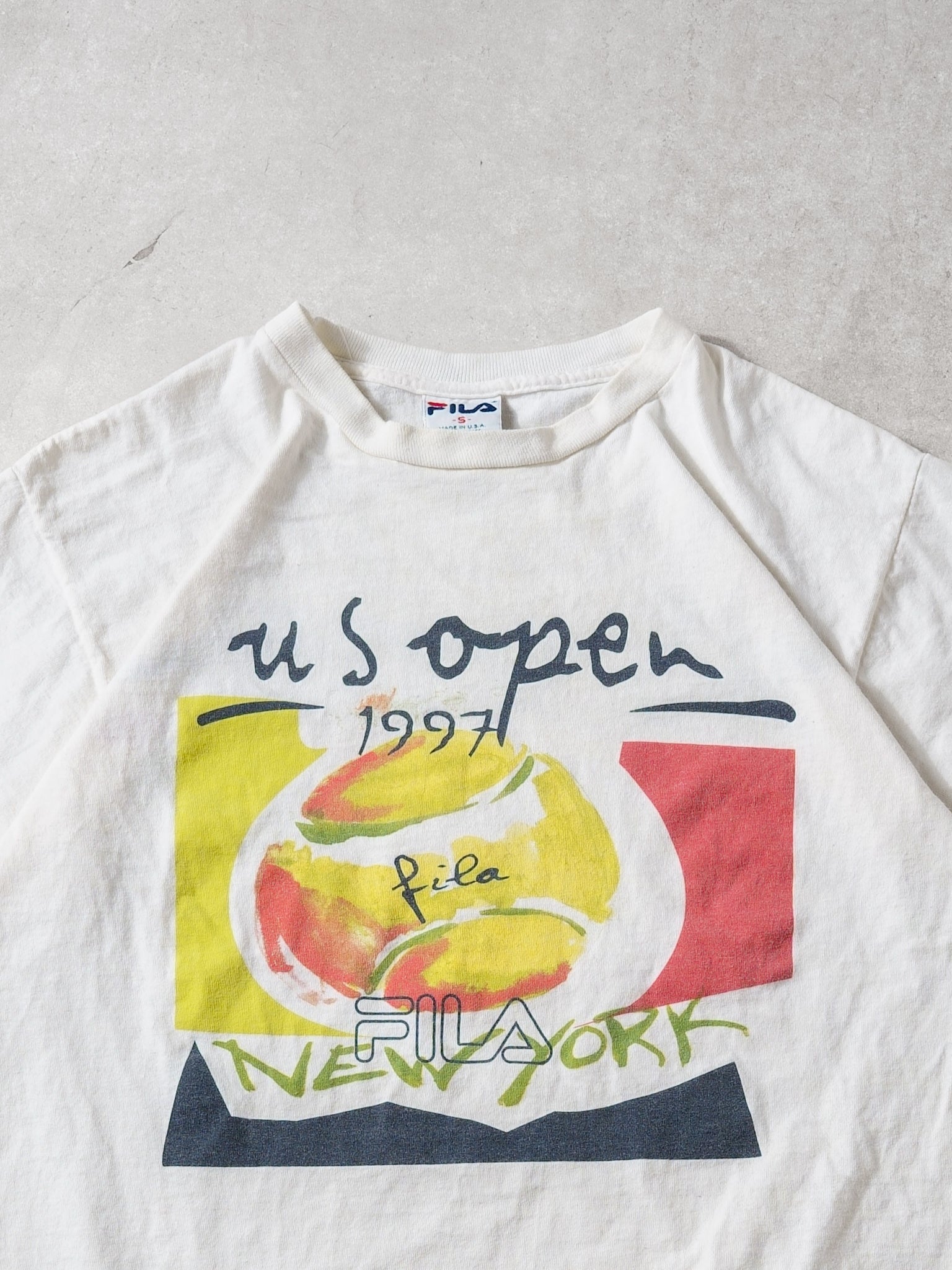 Vintage 97' White Fila US Opening Olympics NY Graphic Tee-S/M