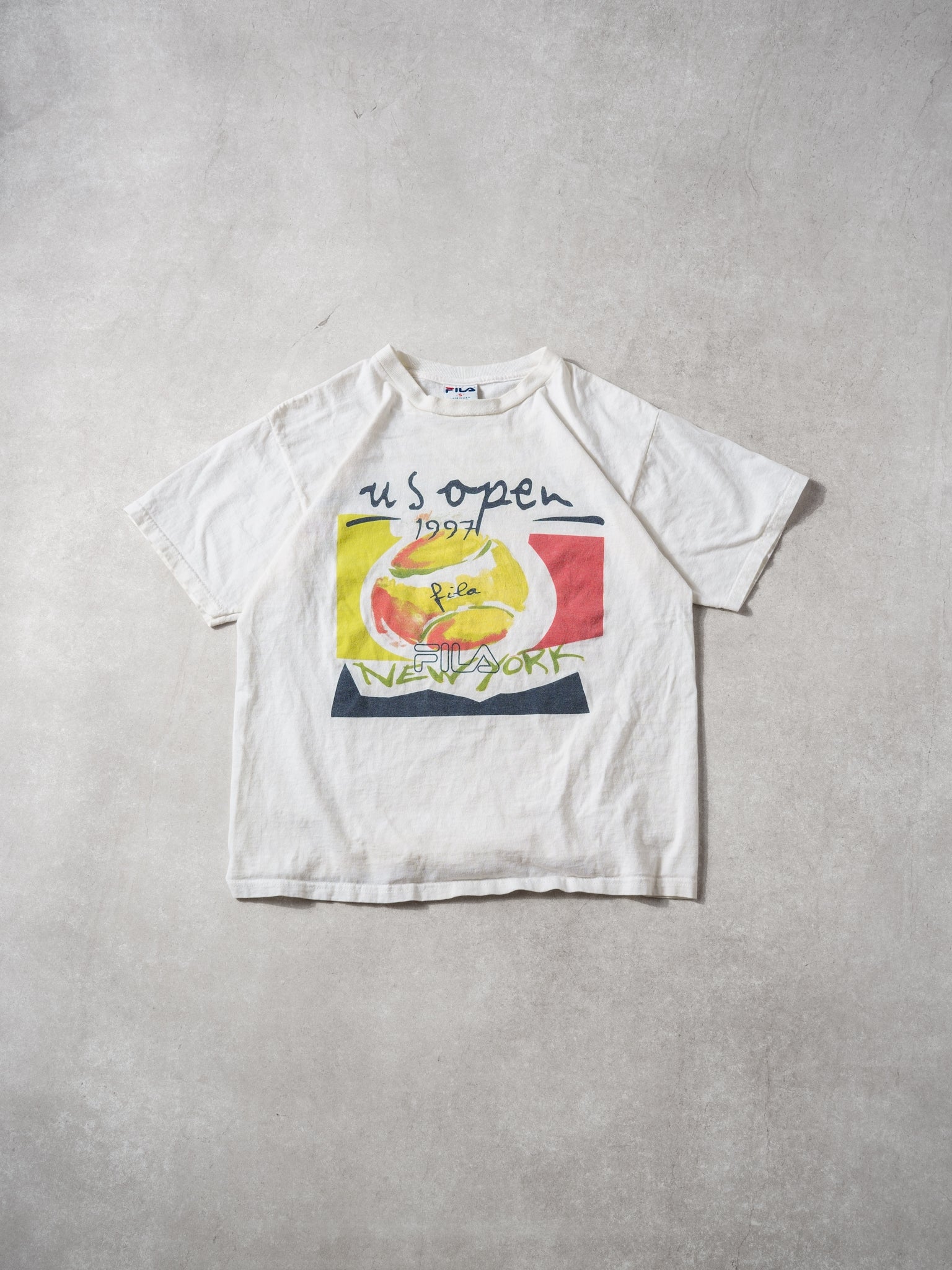 Vintage 97' White Fila US Opening Olympics NY Graphic Tee-S/M