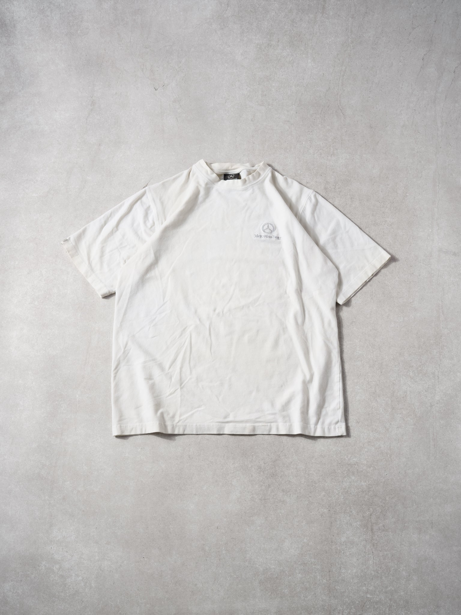 Vintage 90s White Mercedes Benz Embroidery Tee (M/L)