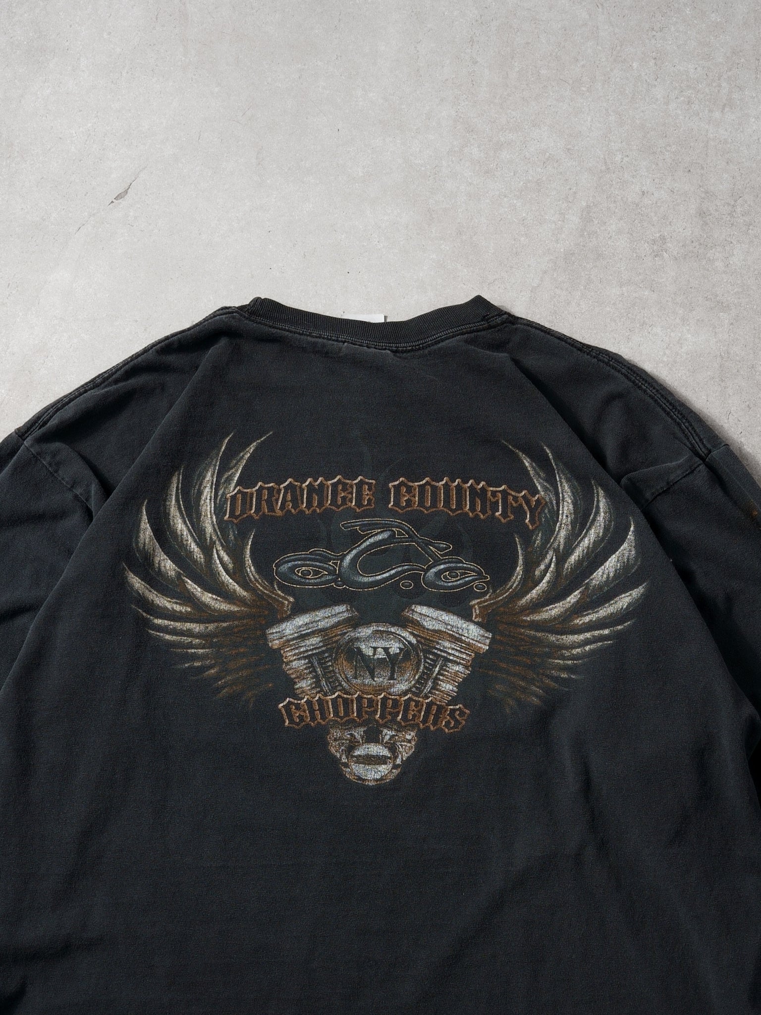 Vintage 90s Washed Black Orange County Choppers Graphic Longsleeve (L)
