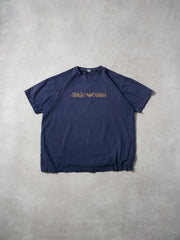 Vintage Washed Navy Blue Giorgio Armani Embroidery Tee (M)