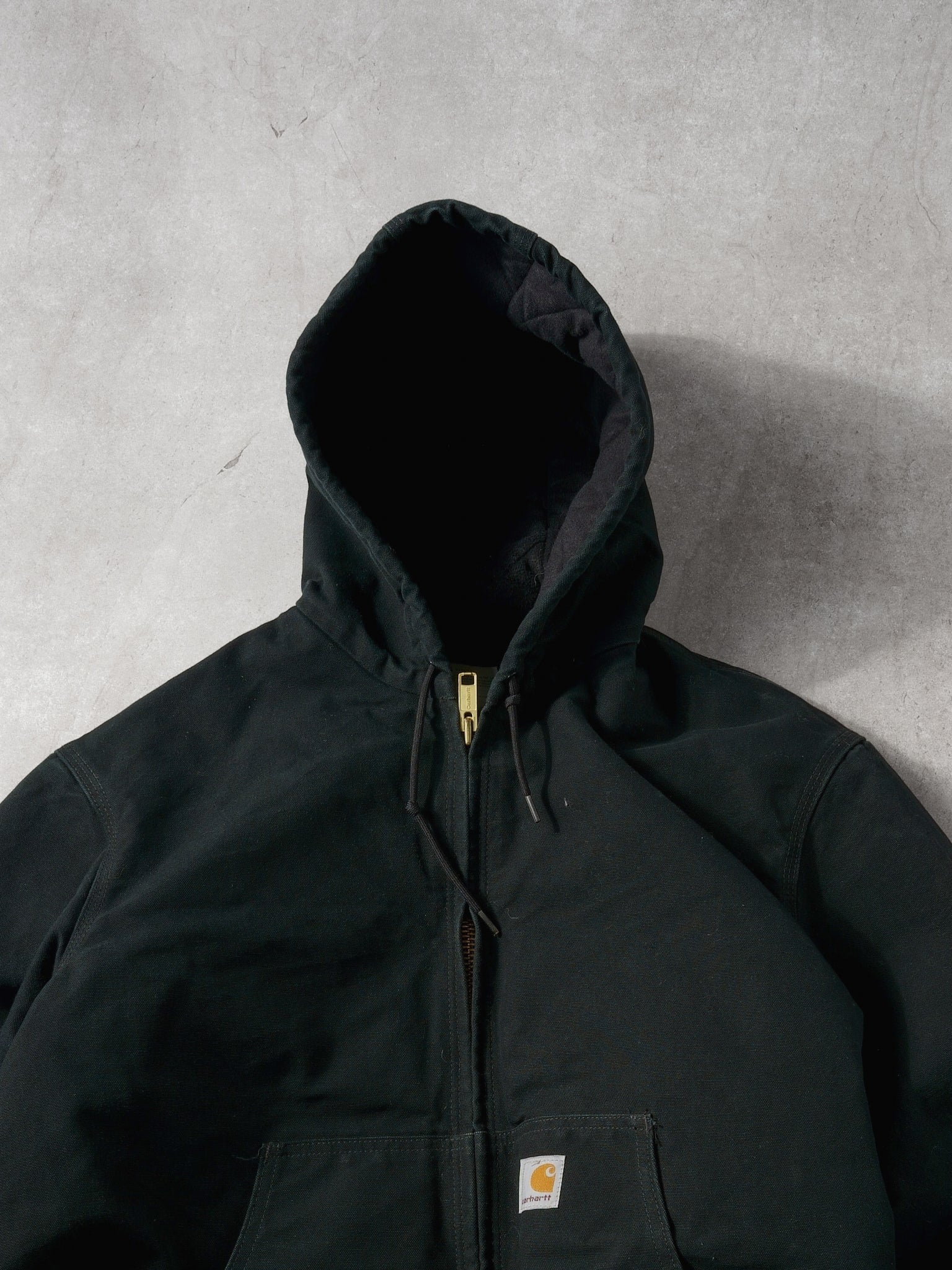 Vintage 90s Black Carhartt Hooded Lined Workwear Jacket (L)