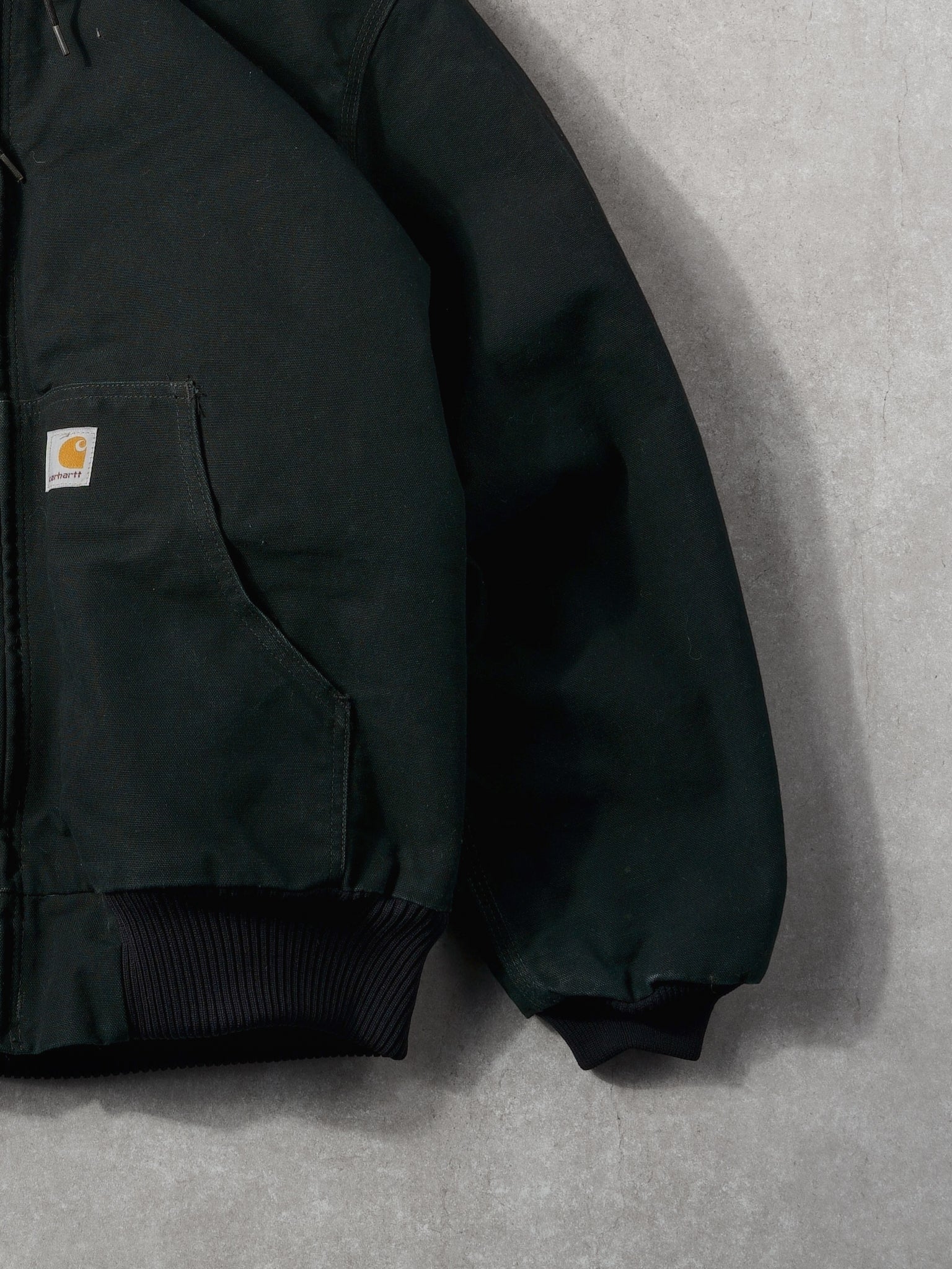 Vintage 90s Black Carhartt Hooded Lined Workwear Jacket (L)