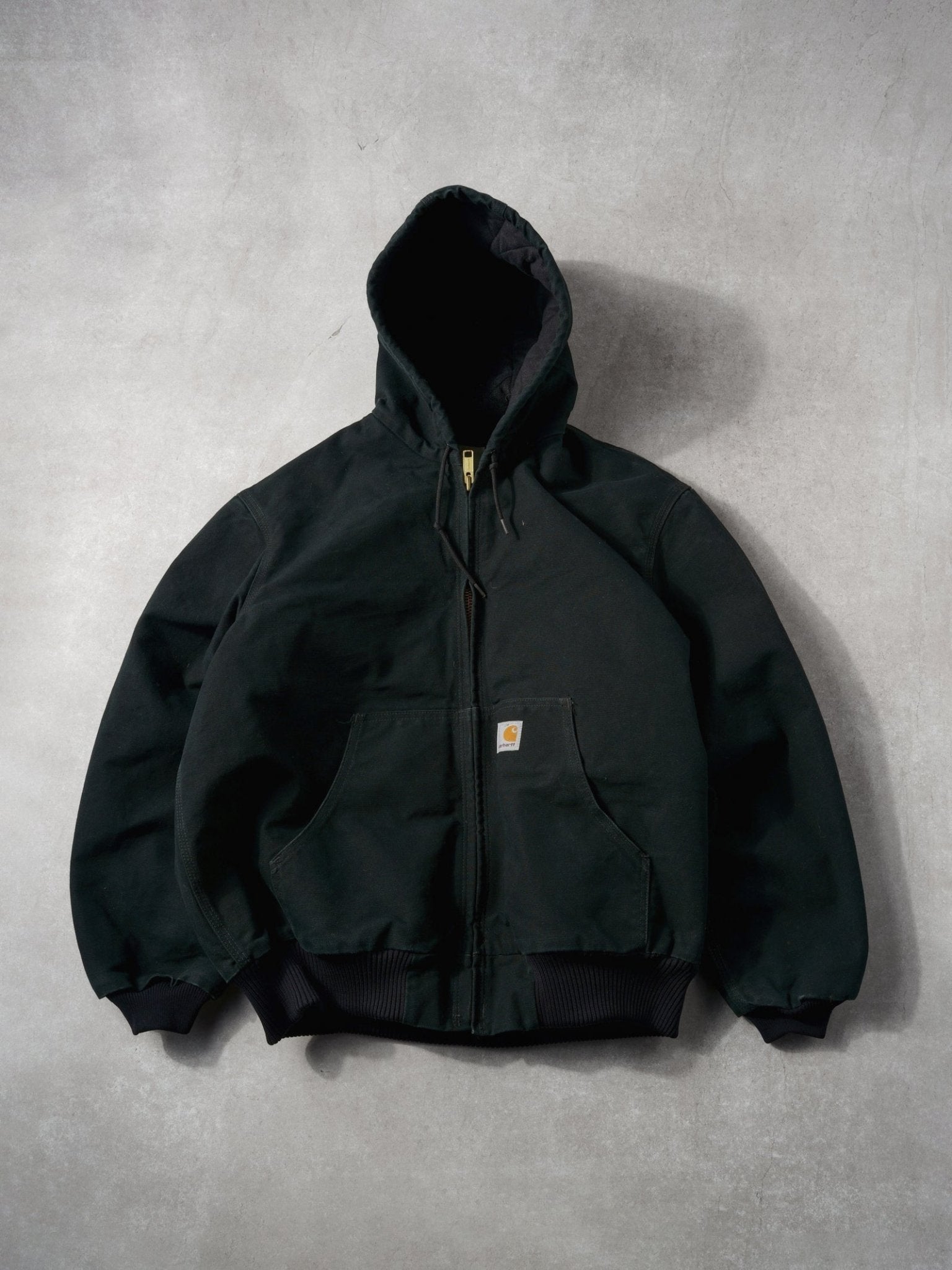 Vintage 90s Black Carhartt Hooded Lined Workwear Jacket (L)
