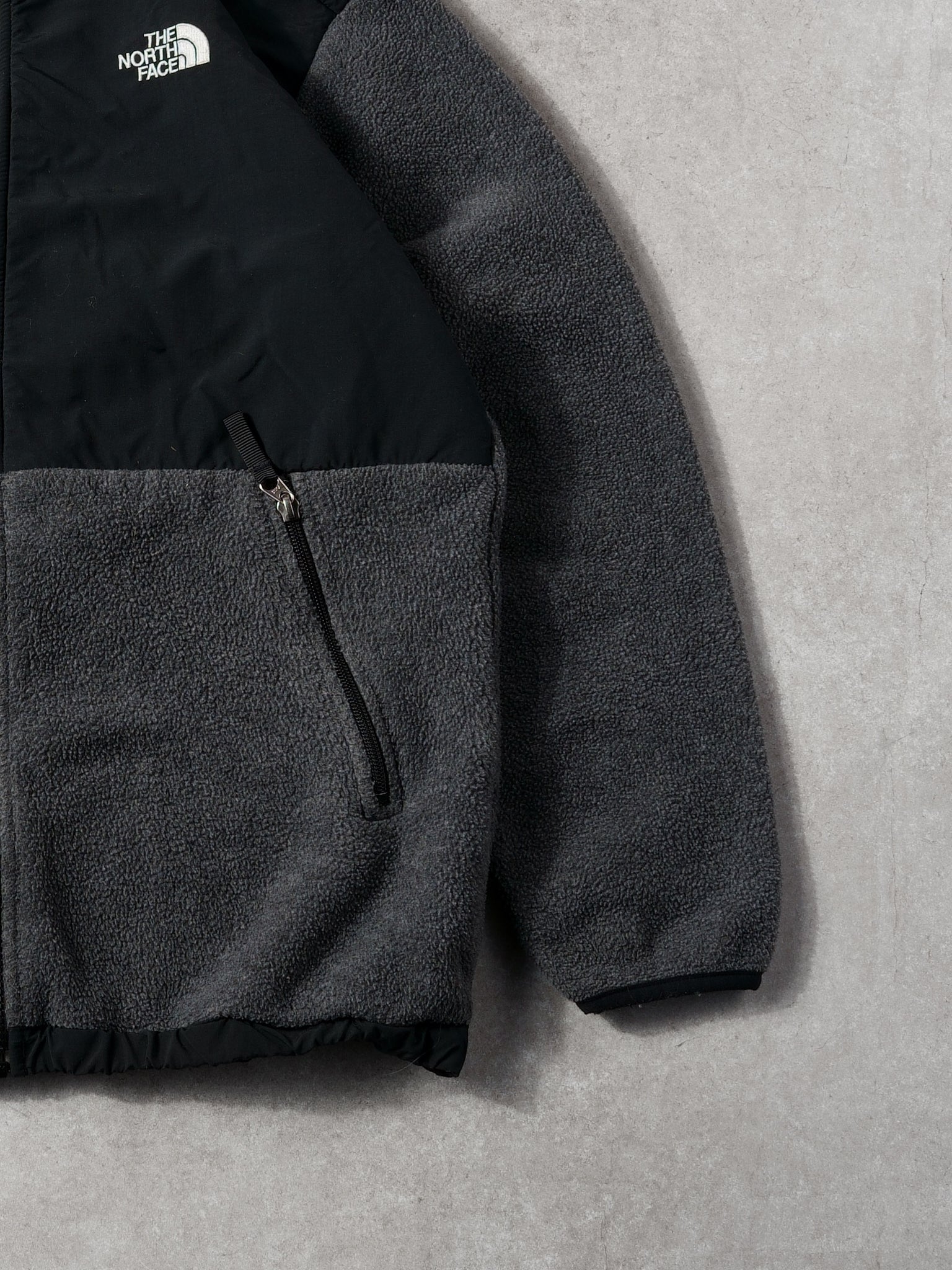 Vintage 90s Black and Grey Northface Denali Fleece Zip Up (M)