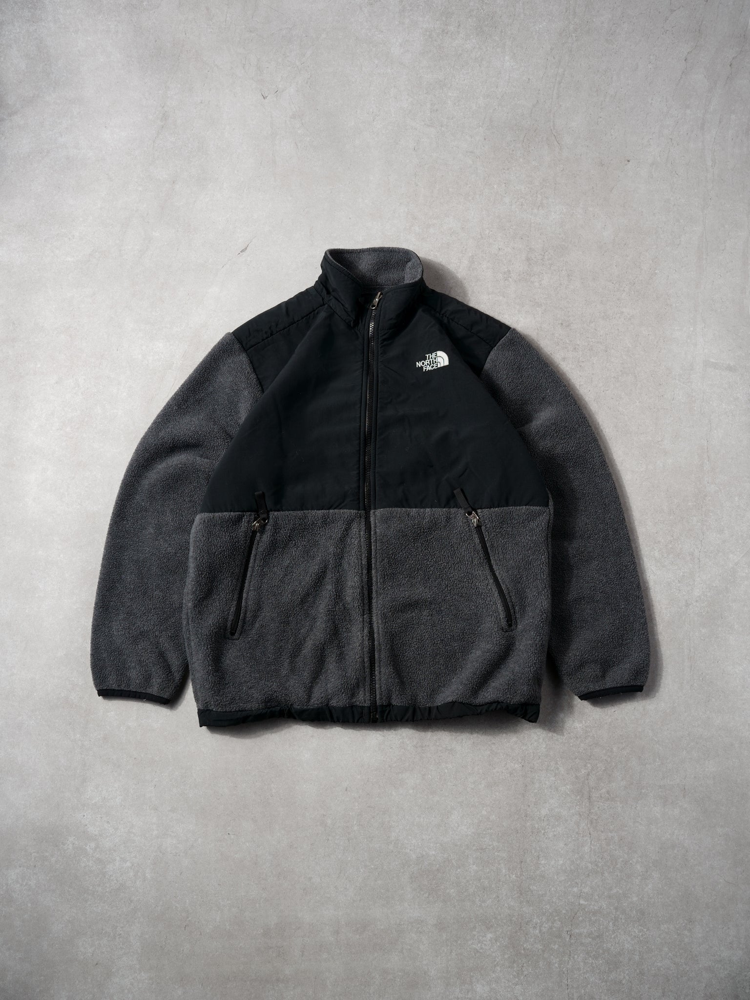 Vintage 90s Black and Grey Northface Denali Fleece Zip Up (M)