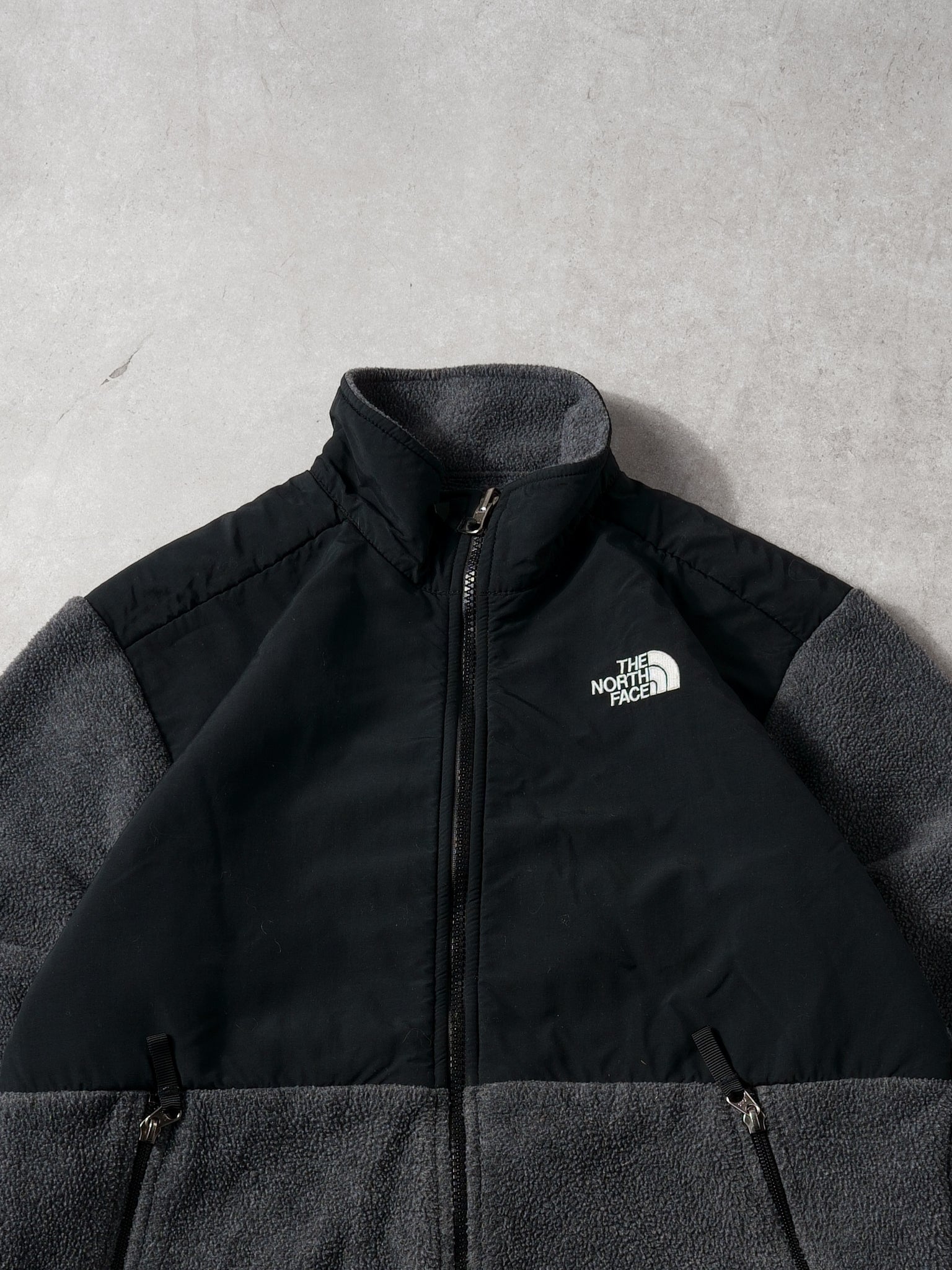 Vintage 90s Black and Grey Northface Denali Fleece Zip Up (M)