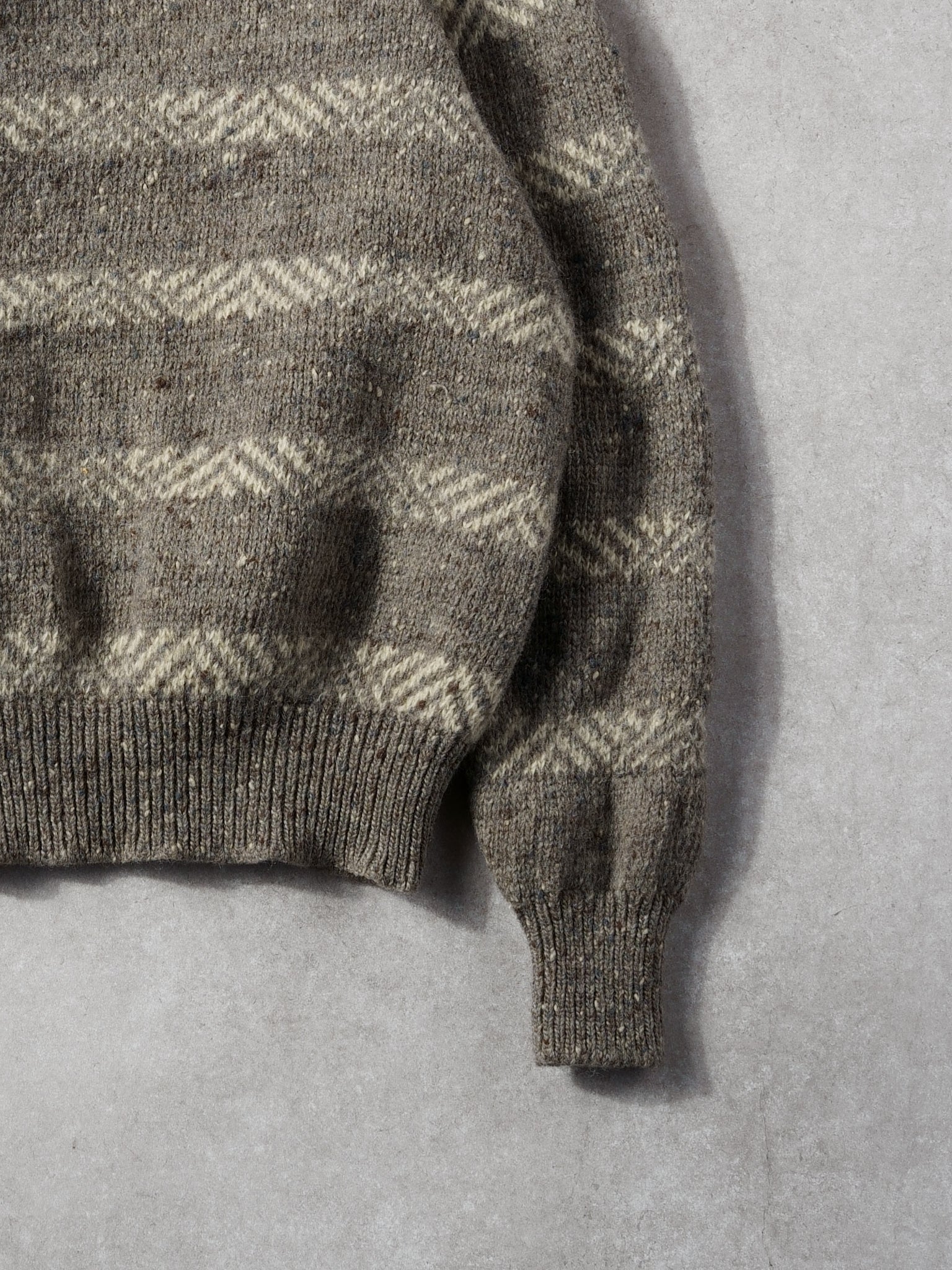 Vintage 90s Grey and Beige Caldwell Strip Wool Sweater (S)