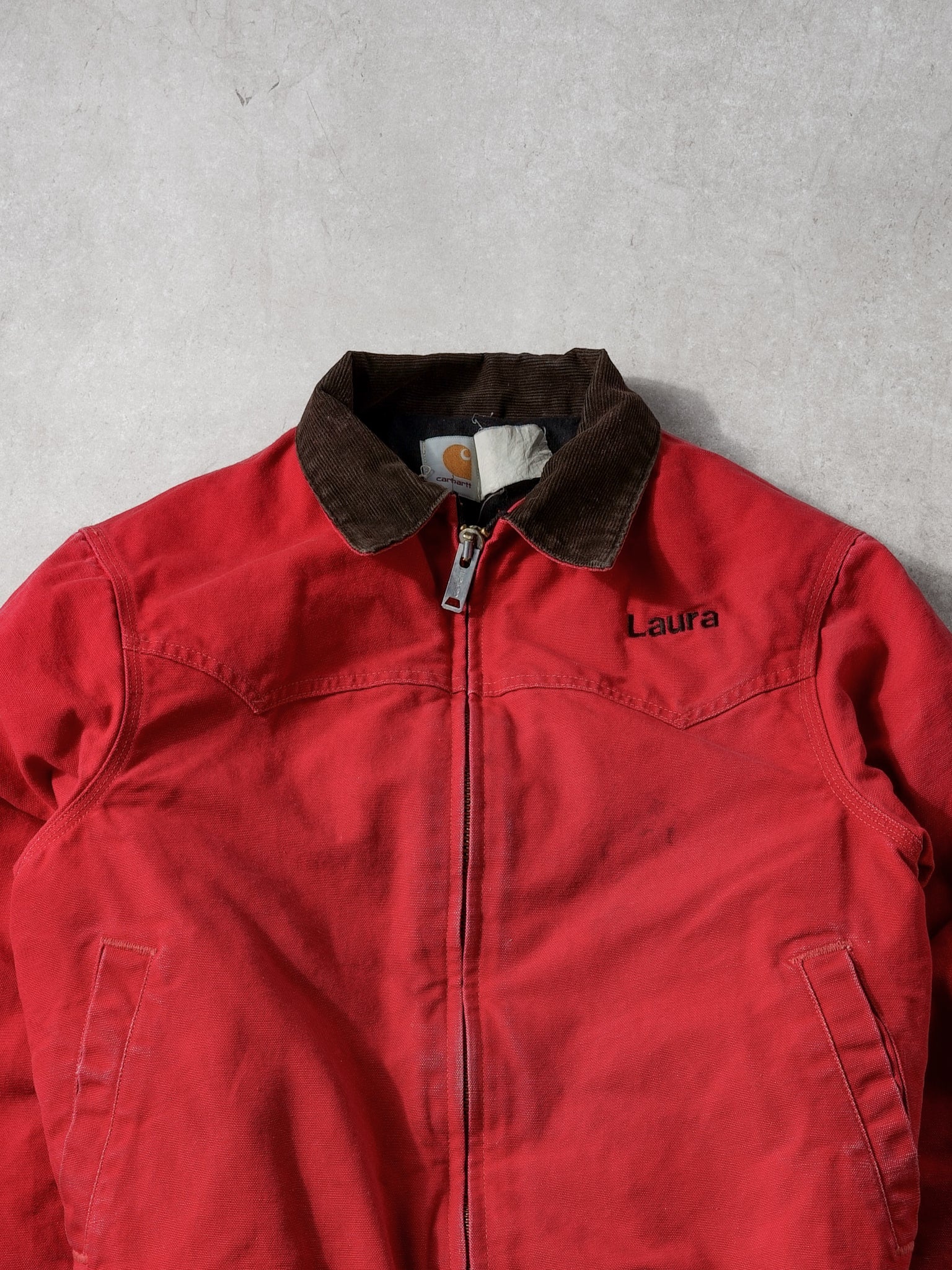 Vintage 90s Red Carhartt Lined Workwear Sante Fe Jacket (M)
