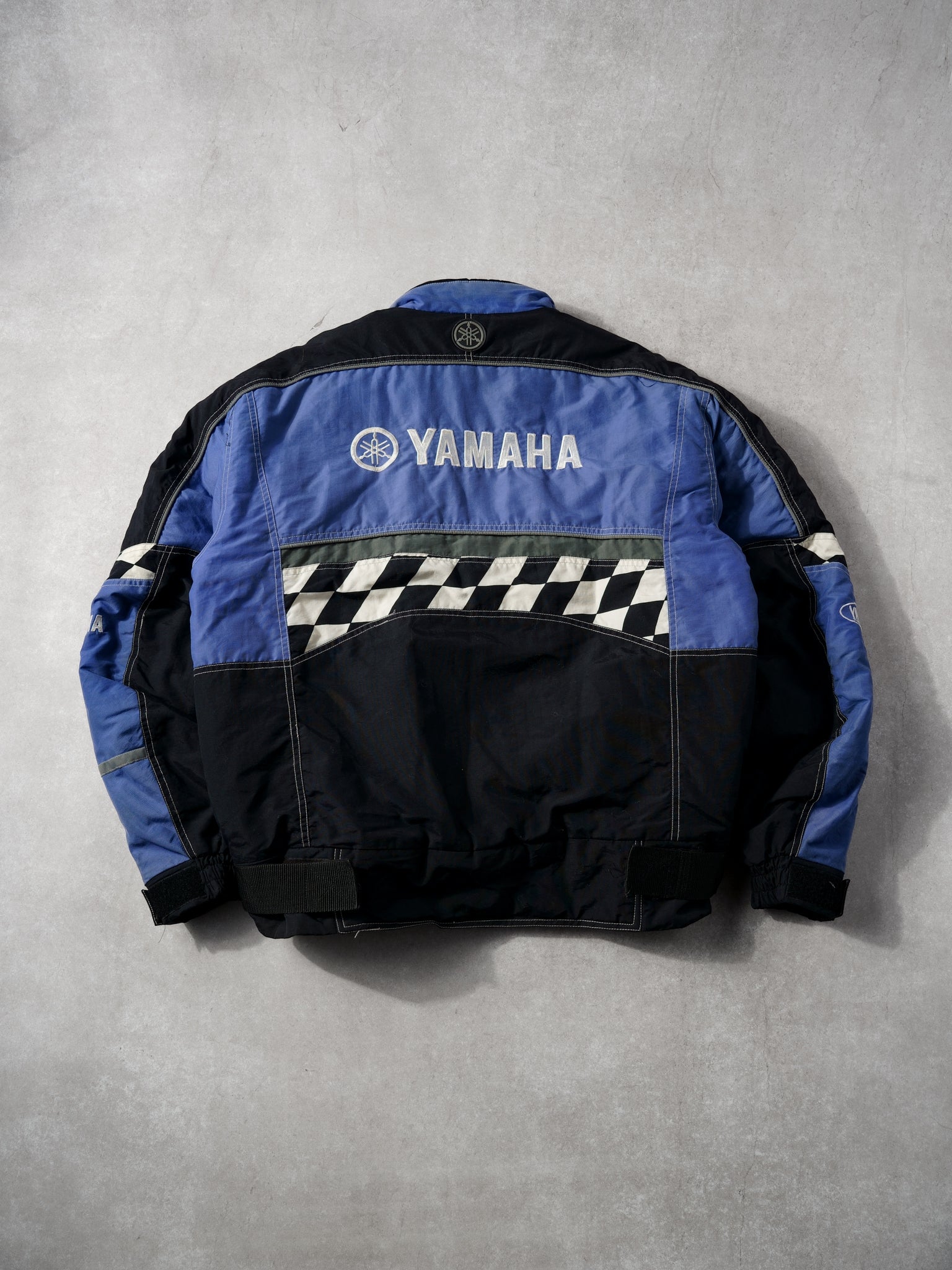 Vintage 80s Blue Yamaha Checkered Racing Jacket (L)