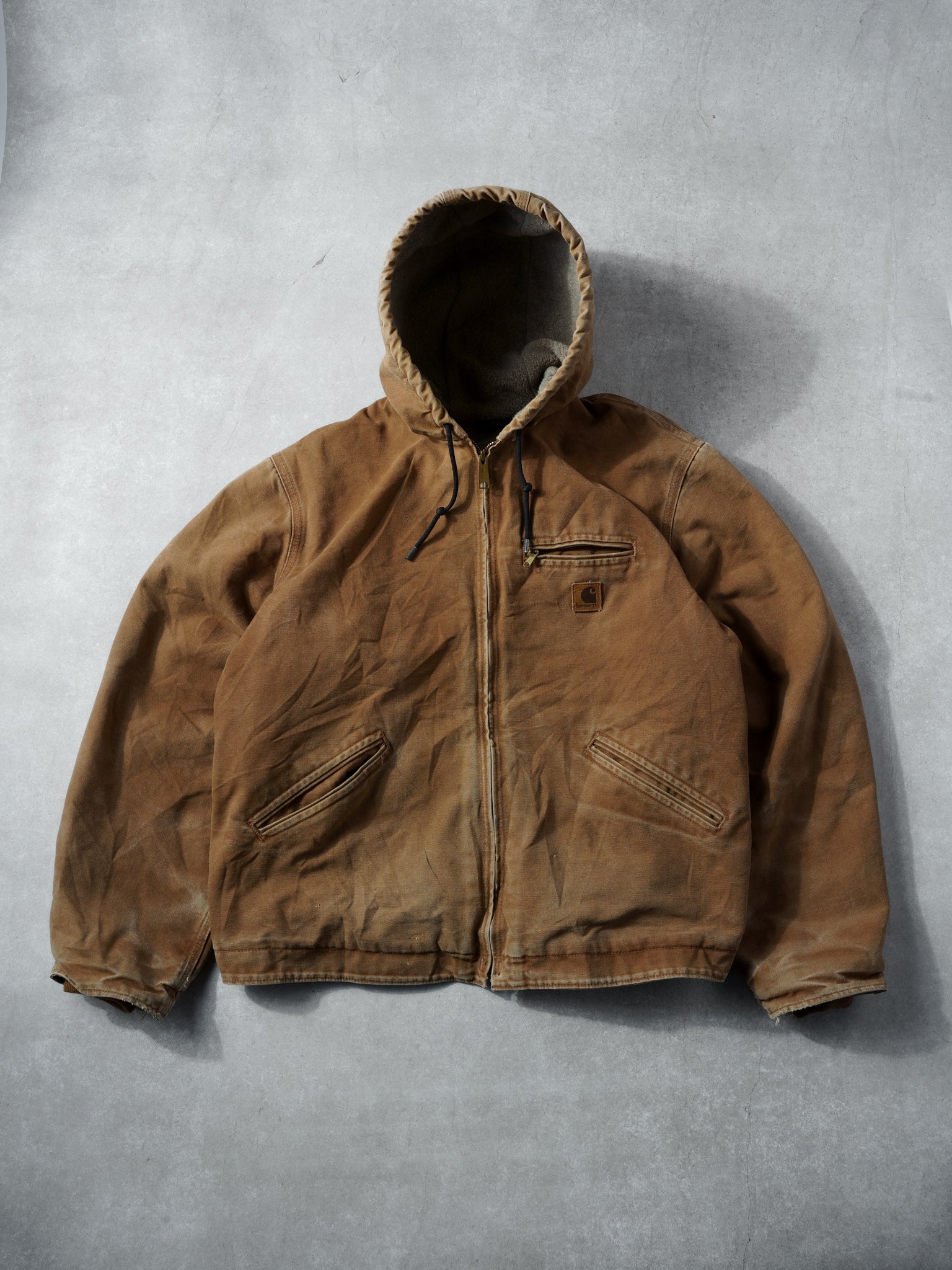 Vintage Khaki Carhartt Hooded Workwear Jacket (M/L)