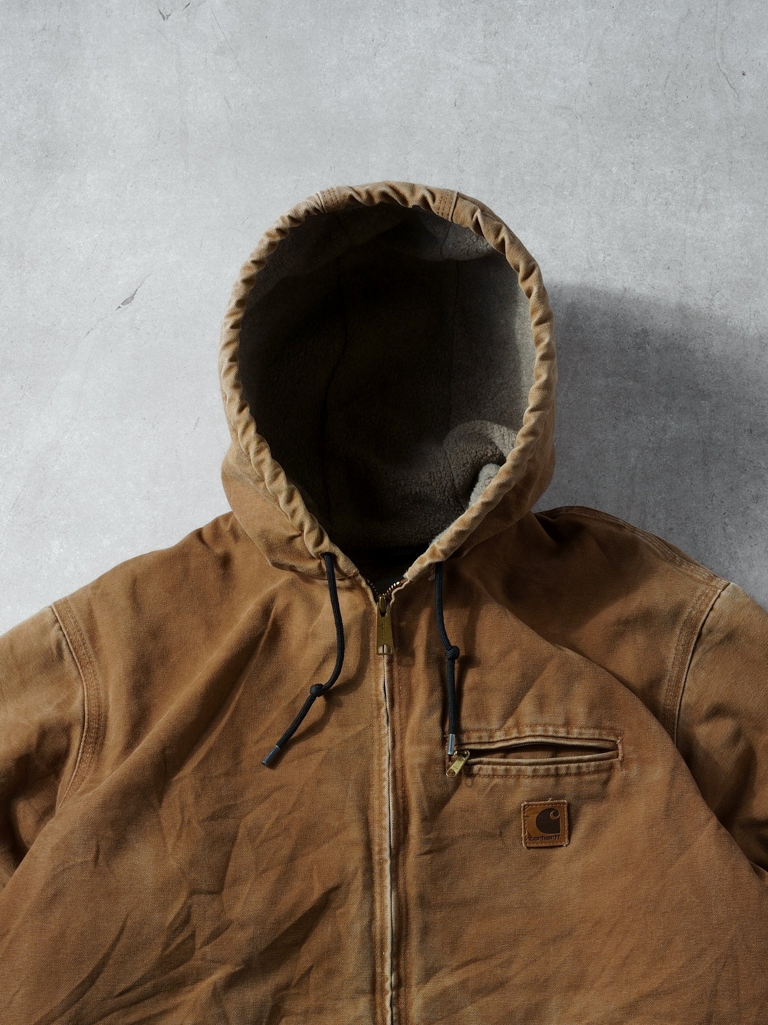 Vintage Khaki Carhartt Hooded Workwear Jacket (M/L)