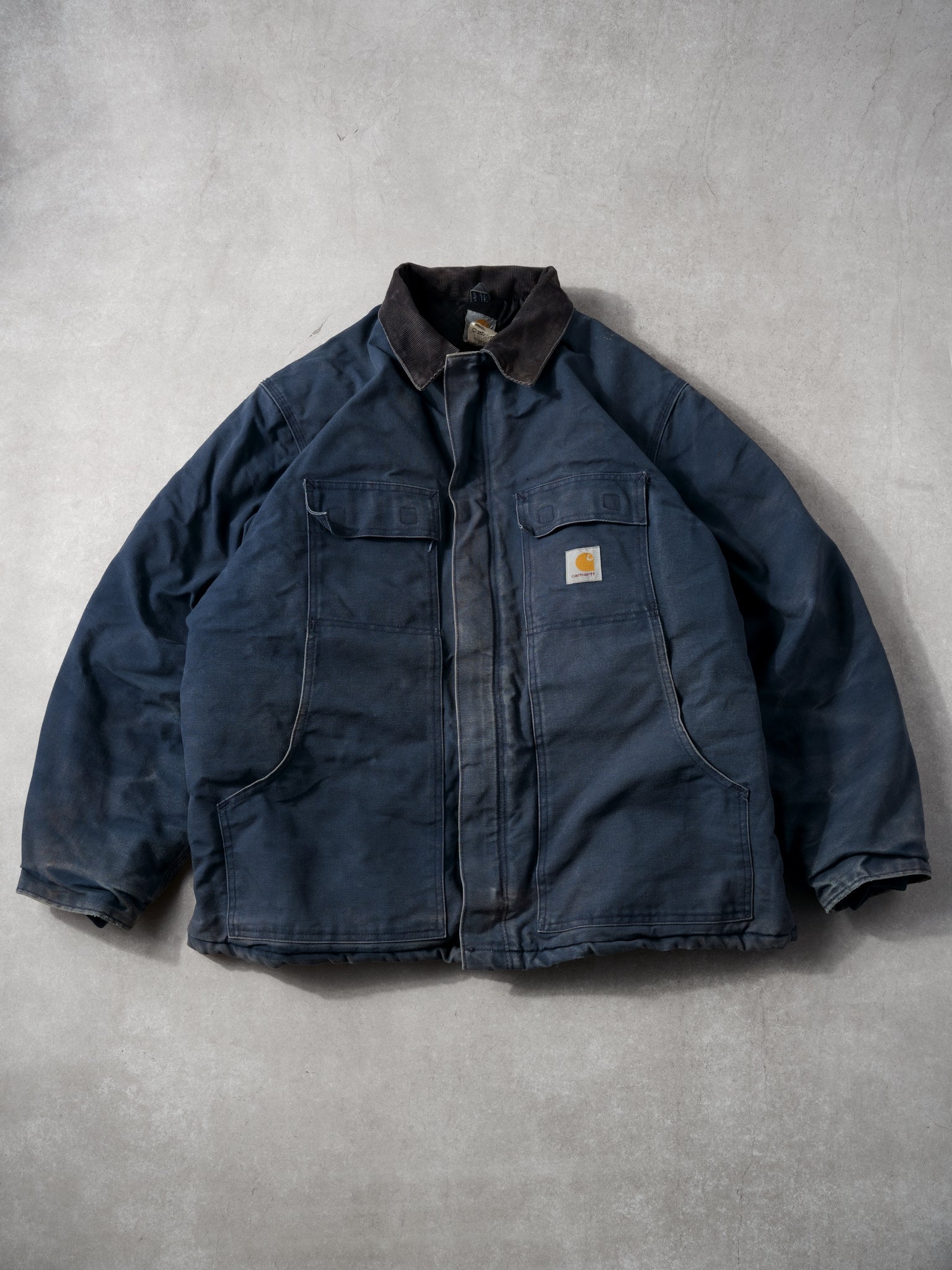 Vintage 90s Blue Carhartt Workwear Collared Jacket (XL)