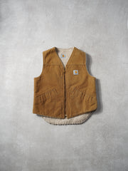 Vintage 80s Khaki Carhartt Sherpa Workwear Vest (S/M)