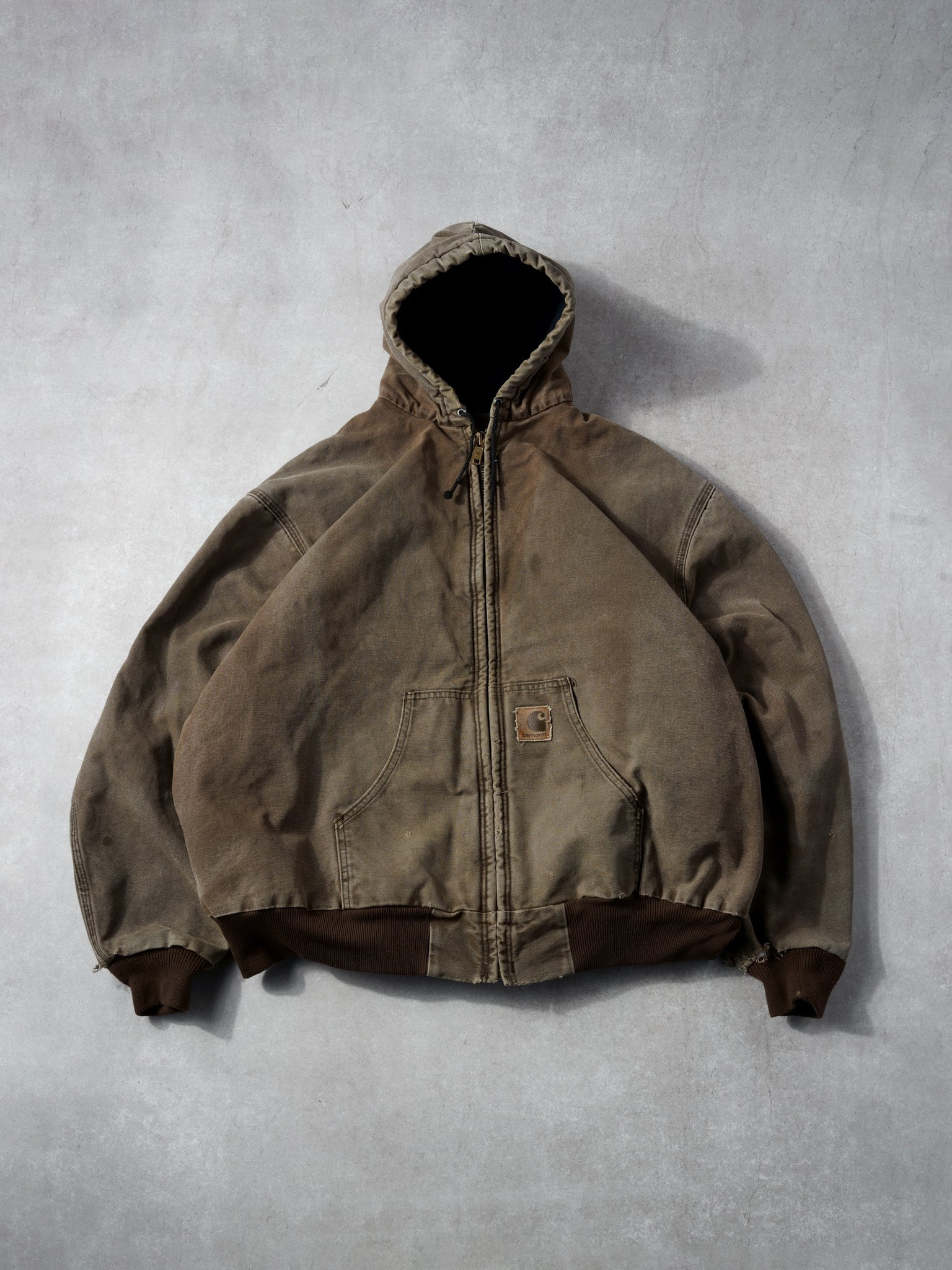 Vintage 90 Faded Brown Carhartt Hooded Workwear Jacket (XXL)