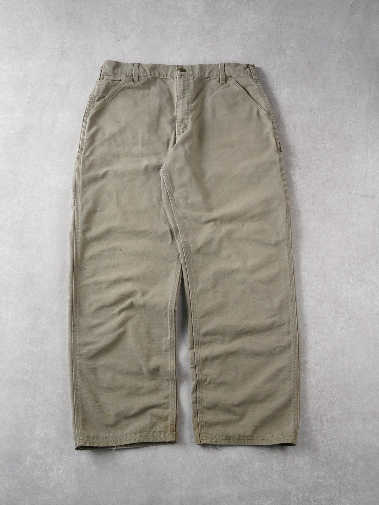 Vintage 90s Beige Carhartt Workwear Carpenter Pants (36x31)