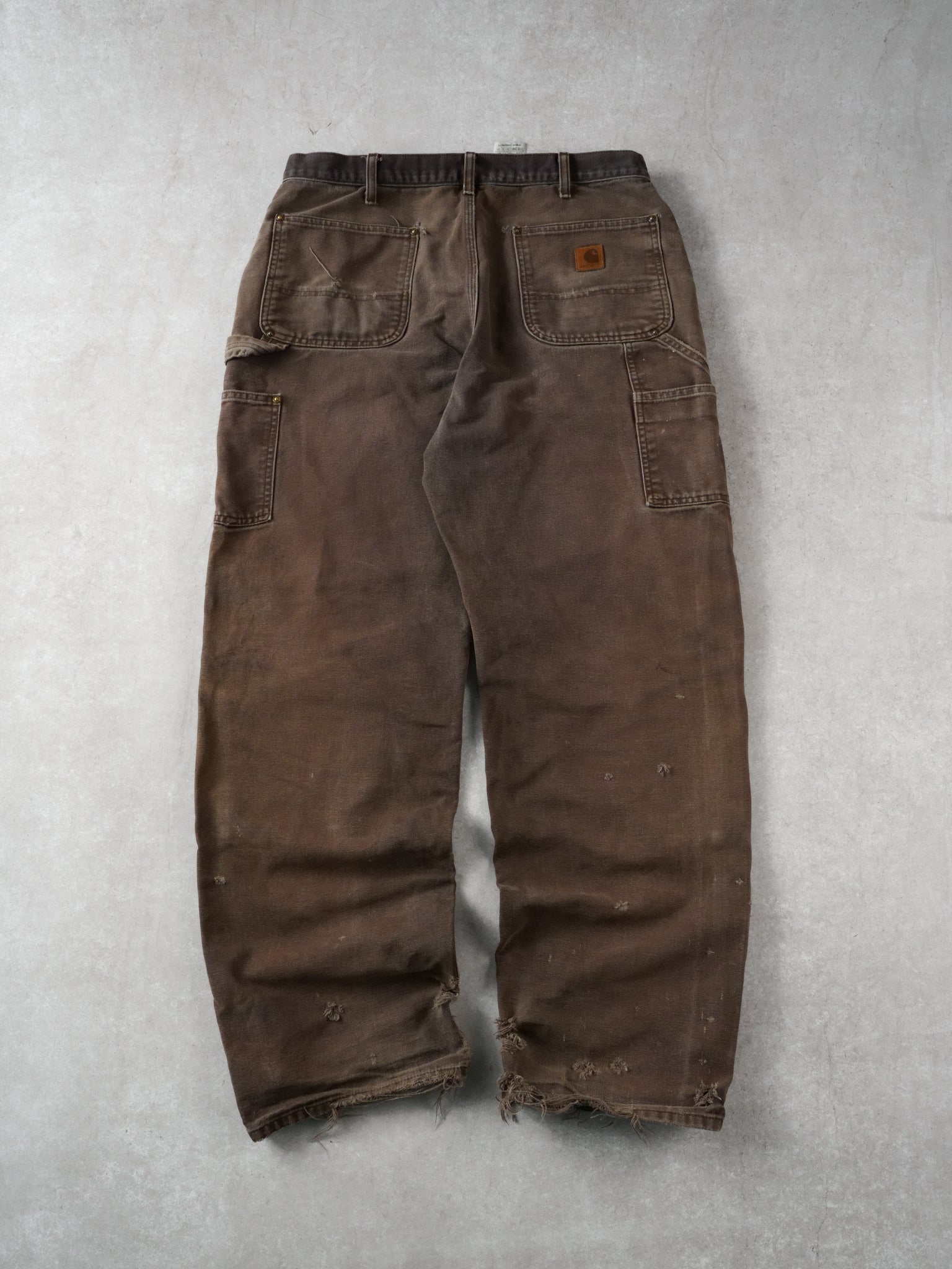 Vintage 90s Brown Carhartt Distressed Double Knee Carpenter Pants (34x32)