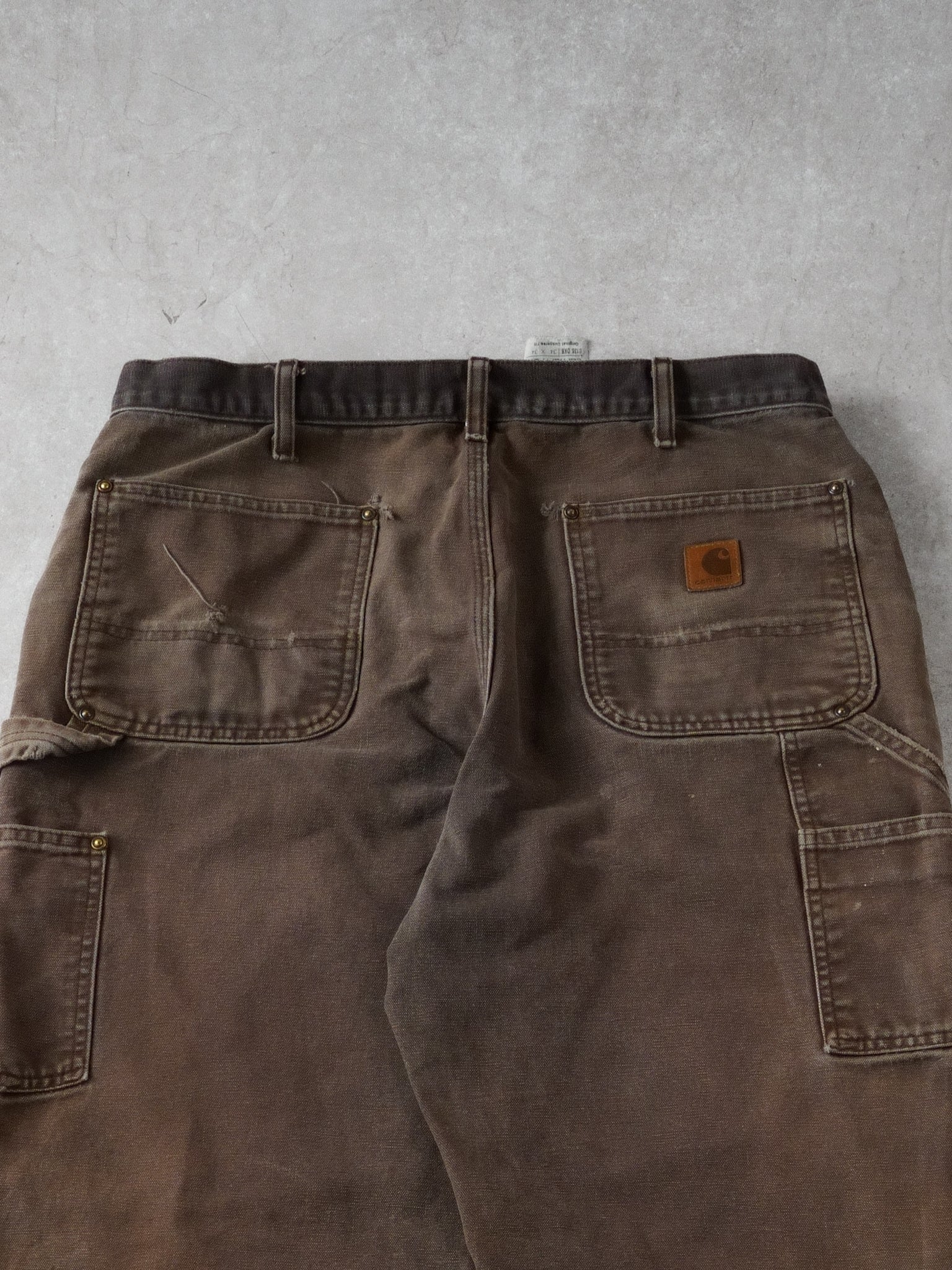 Vintage 90s Brown Carhartt Distressed Double Knee Carpenter Pants (34x32)