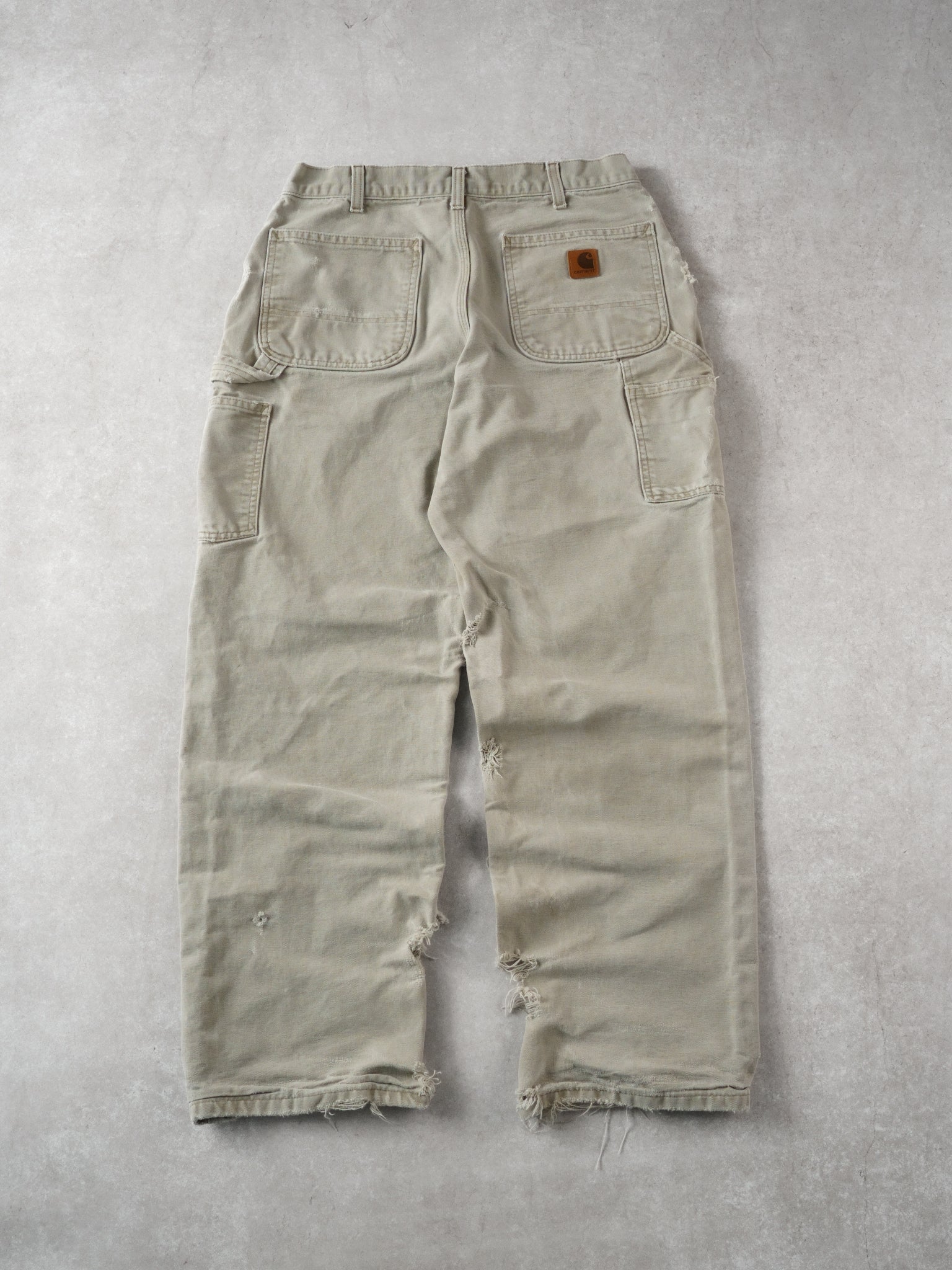 Vintage 90s Light Beige Carhartt Rugged Carpenter Pants (32x31)