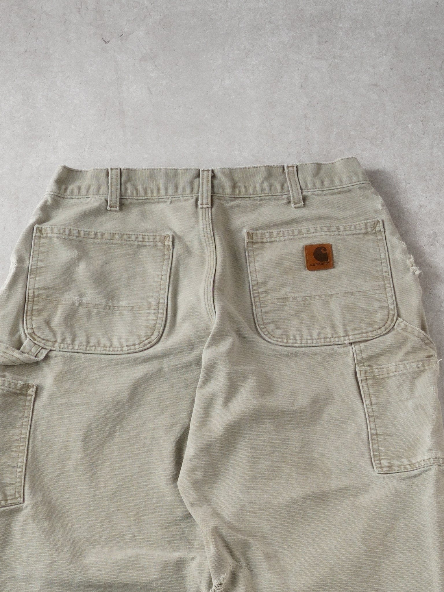 Vintage 90s Light Beige Carhartt Rugged Carpenter Pants (32x31)