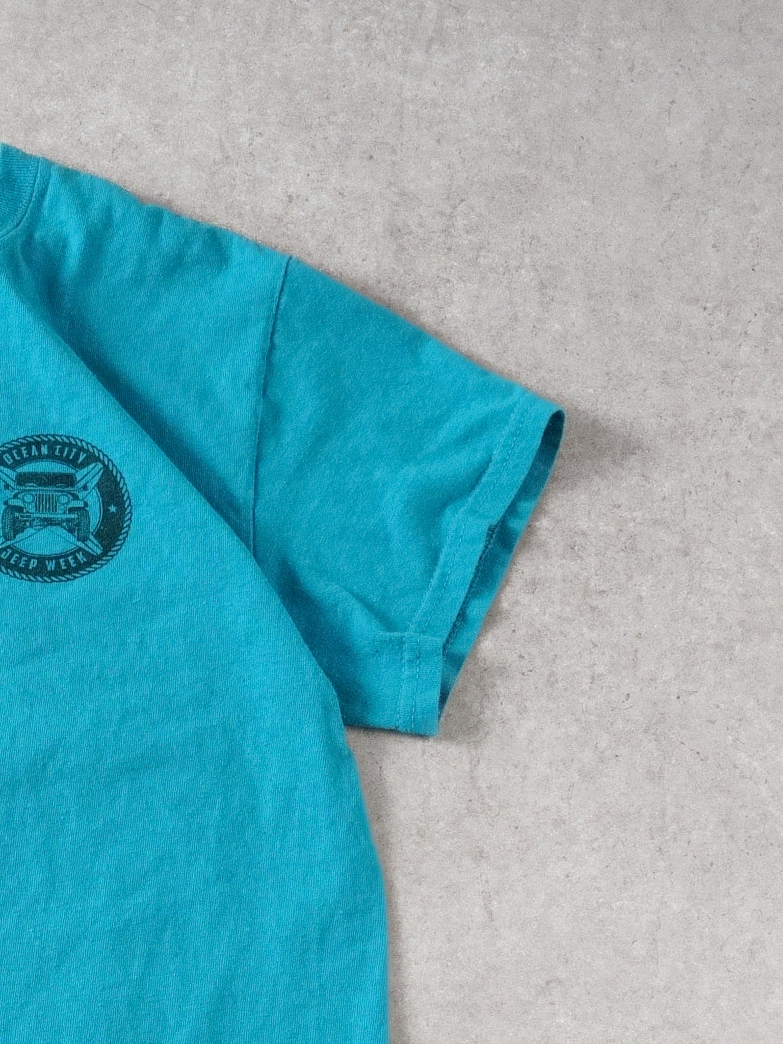 Vintage Y2k Teal Blue Ocean City Jeep Week Graphic Tee
