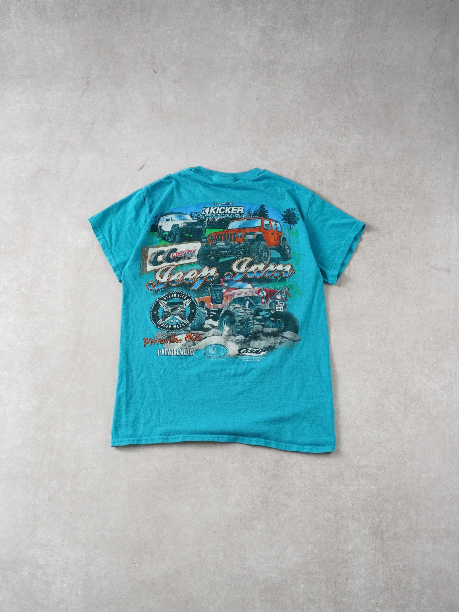 Vintage Y2k Teal Blue Ocean City Jeep Week Graphic Tee