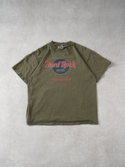 Vintage Washed Moss Green Hardrock Las Vegas Hotel Las Vegas Tee (M)