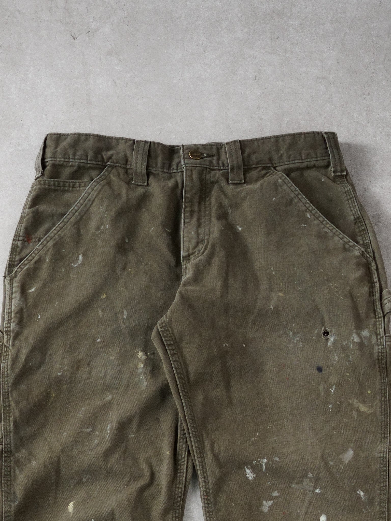 Vintage 90s Faded Sage Carhartt Carpenter Pants (34x30)