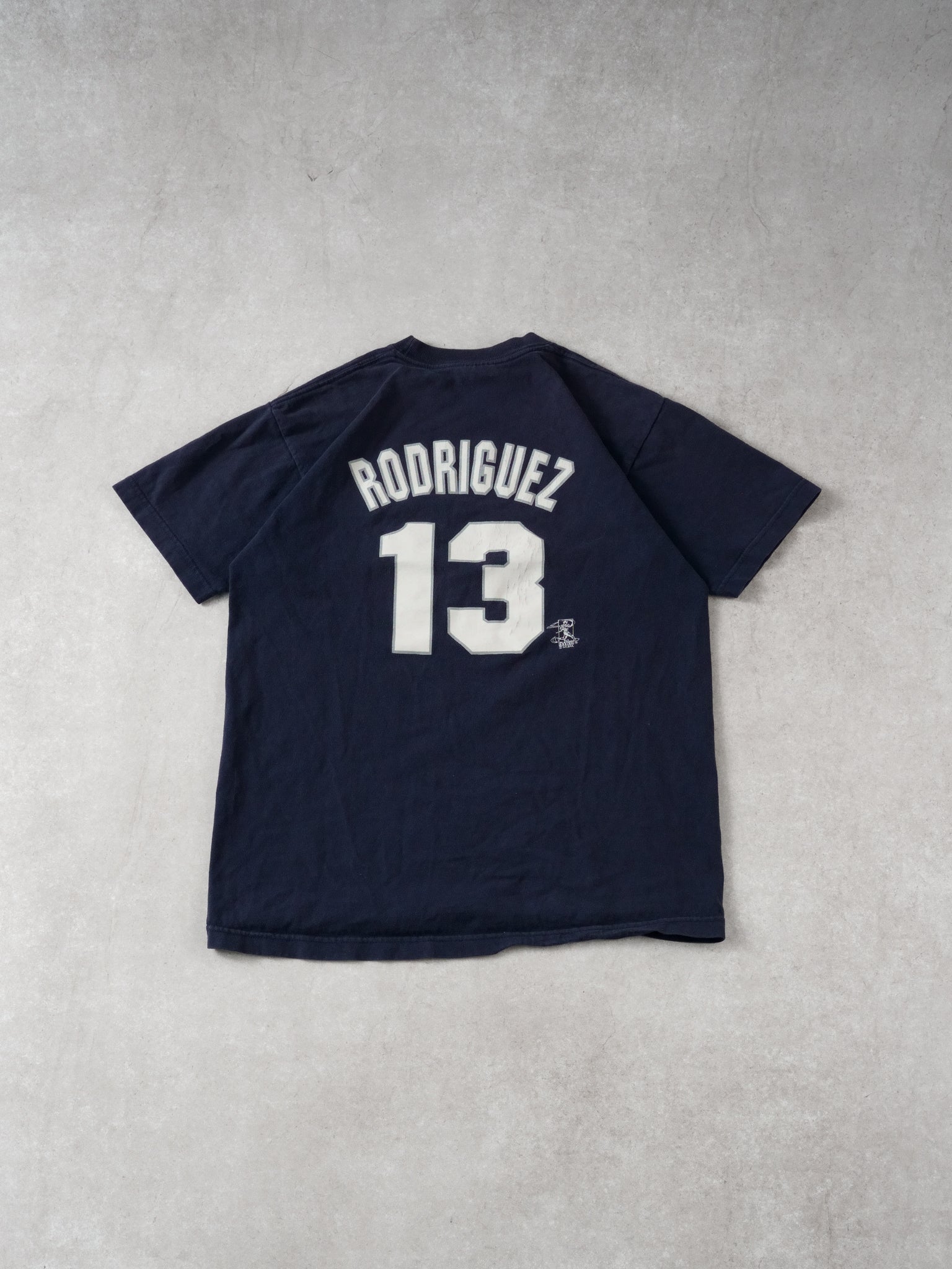 Vintage 90s Navy Blue New York Yankees #13 Rodriguez Majestics Tee (S)