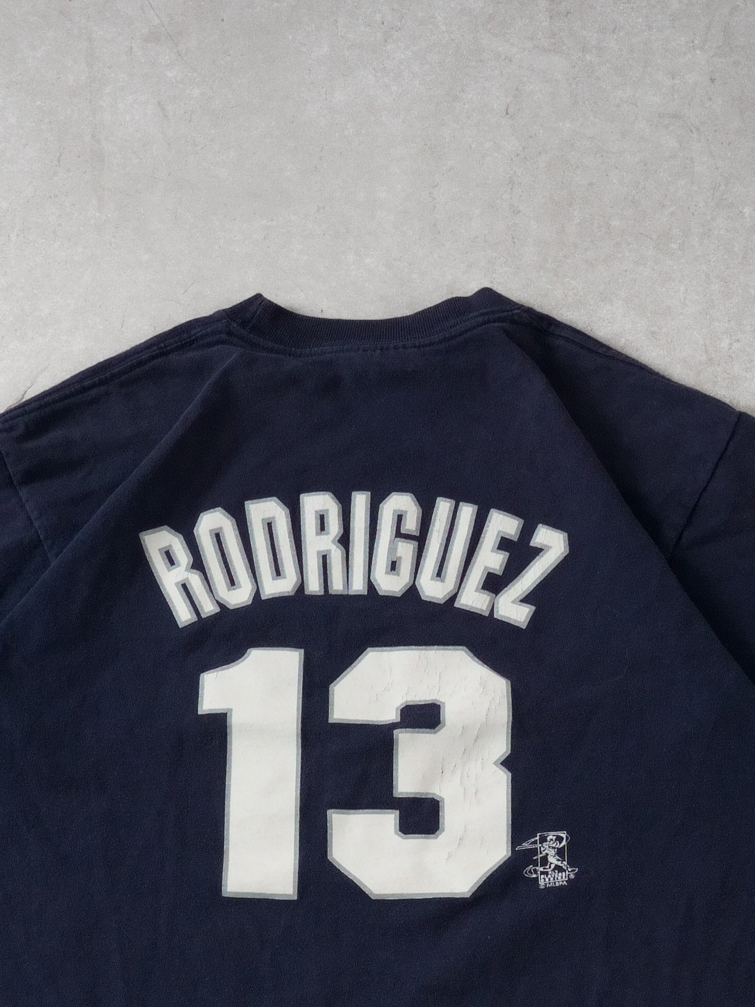Vintage 90s Navy Blue New York Yankees #13 Rodriguez Majestics Tee (S)