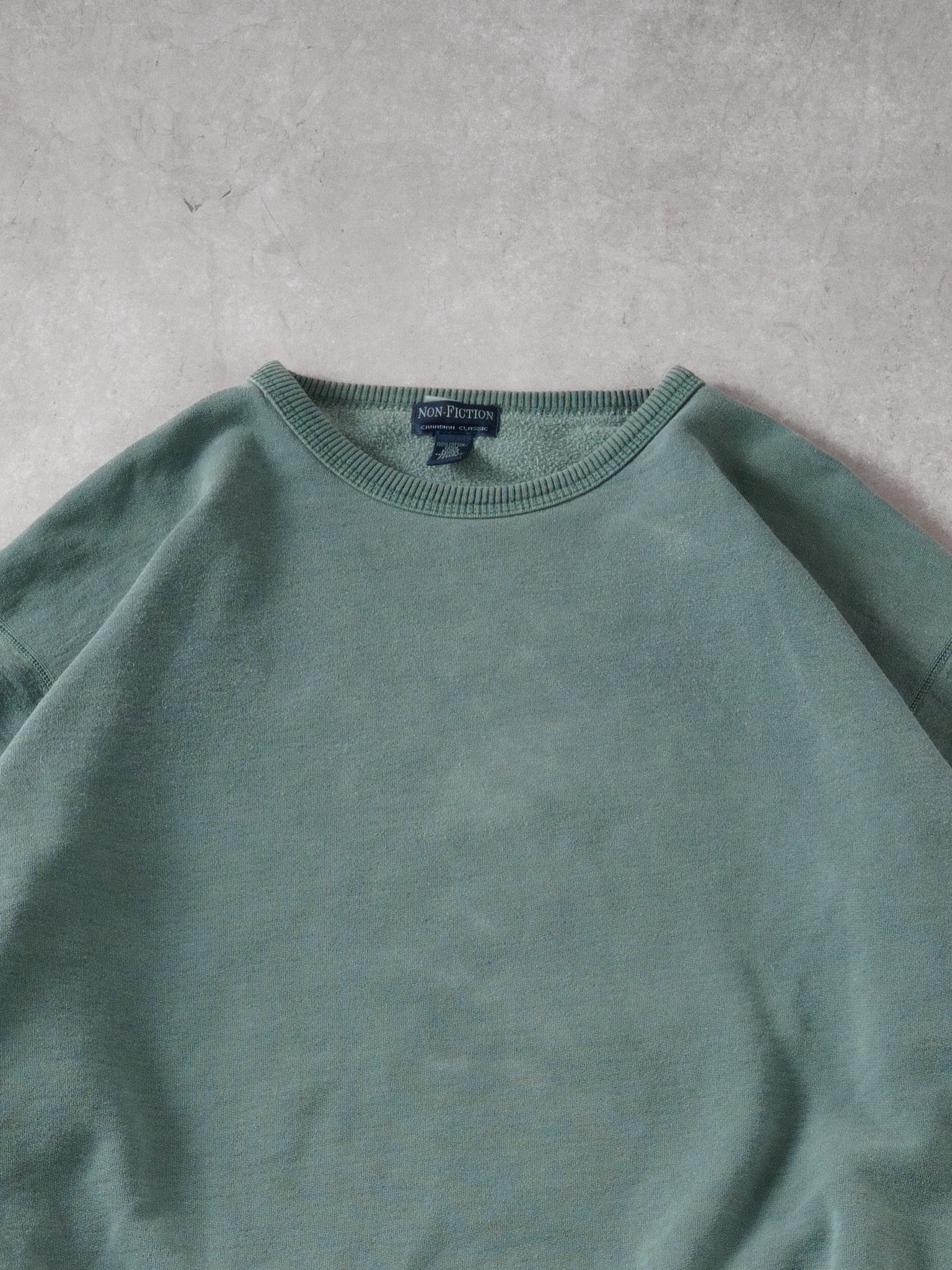 Vintage 90s Washed Green Non Fiction Blank Crewneck (XXL)