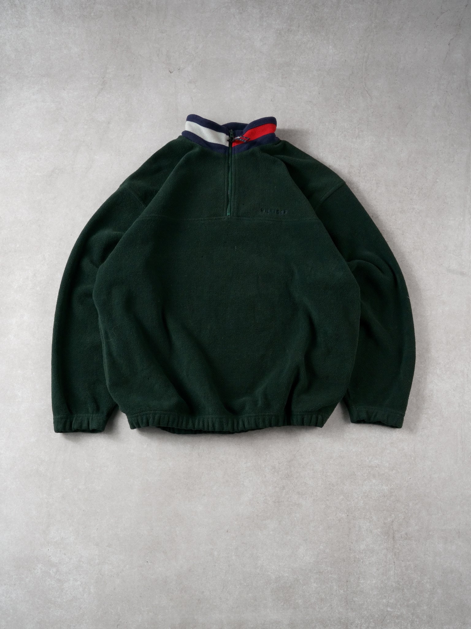 Vintage 90s Forest Green Tommy Hilfiger Fleece 1/4 Zipup (L)