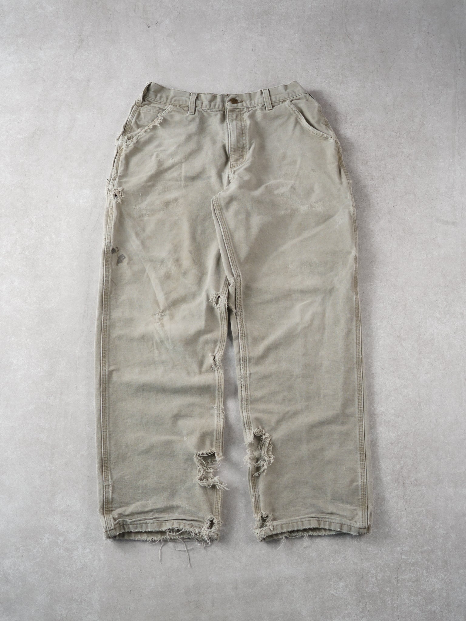 Vintage 90s Light Beige Carhartt Rugged Carpenter Pants (32x31)