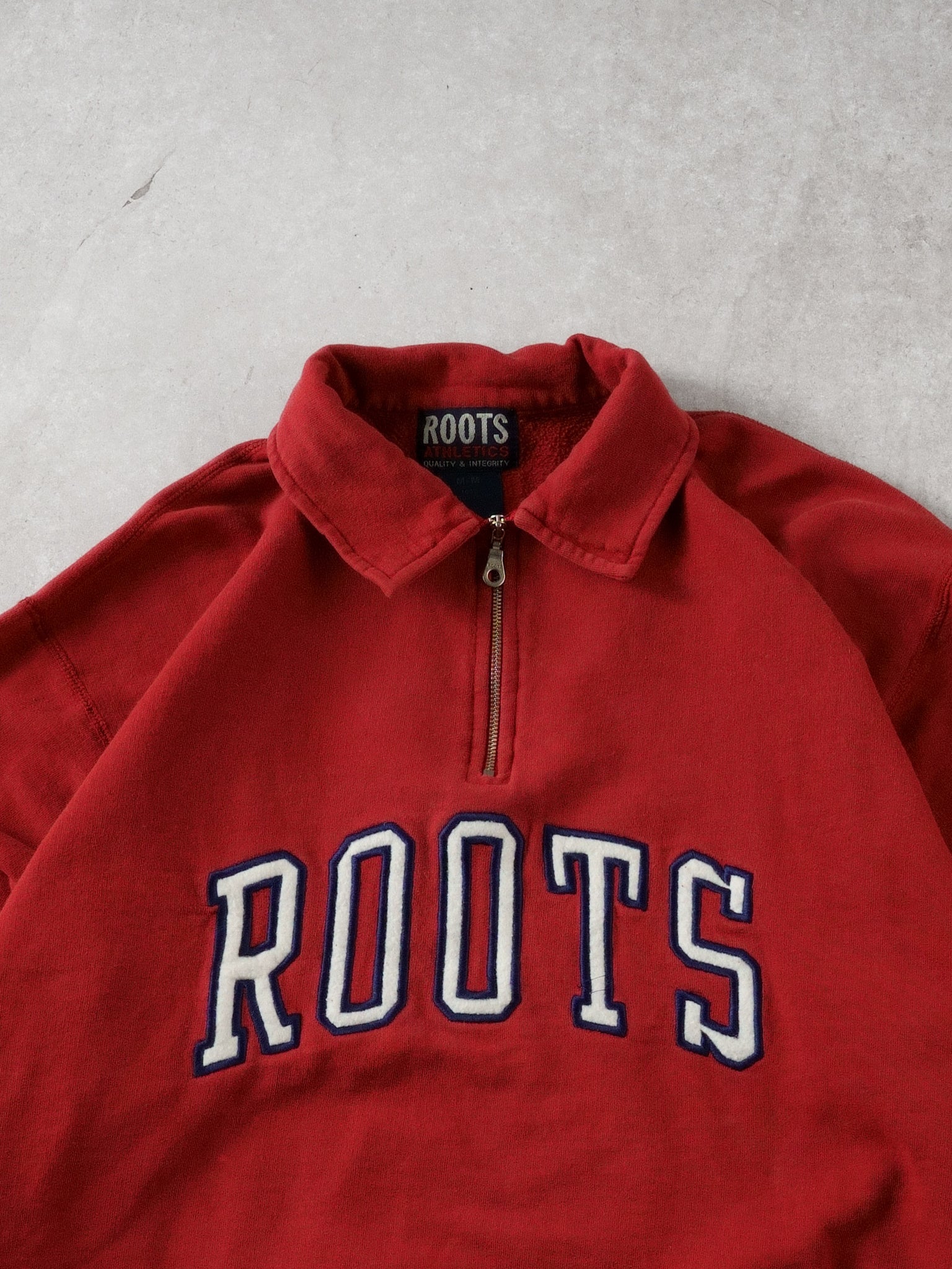 Vintage 90s Washed Red Roots Collared 1/4 Zipup (L)