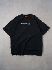 Vintage 90s Washed Black "Man Whore" Quote Tee (L)