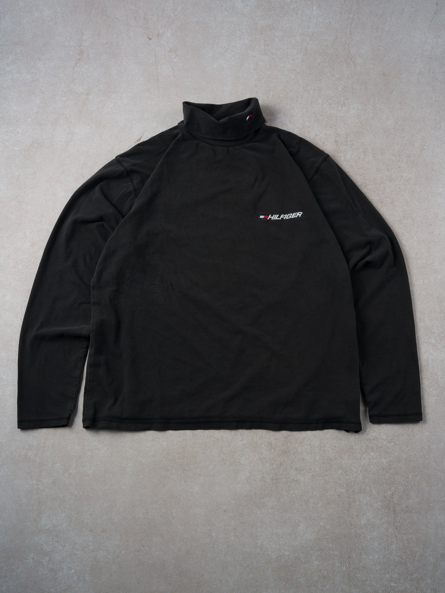 Vintage Y2k Washed Black Tommy Hilfiger Turtleneck (M)