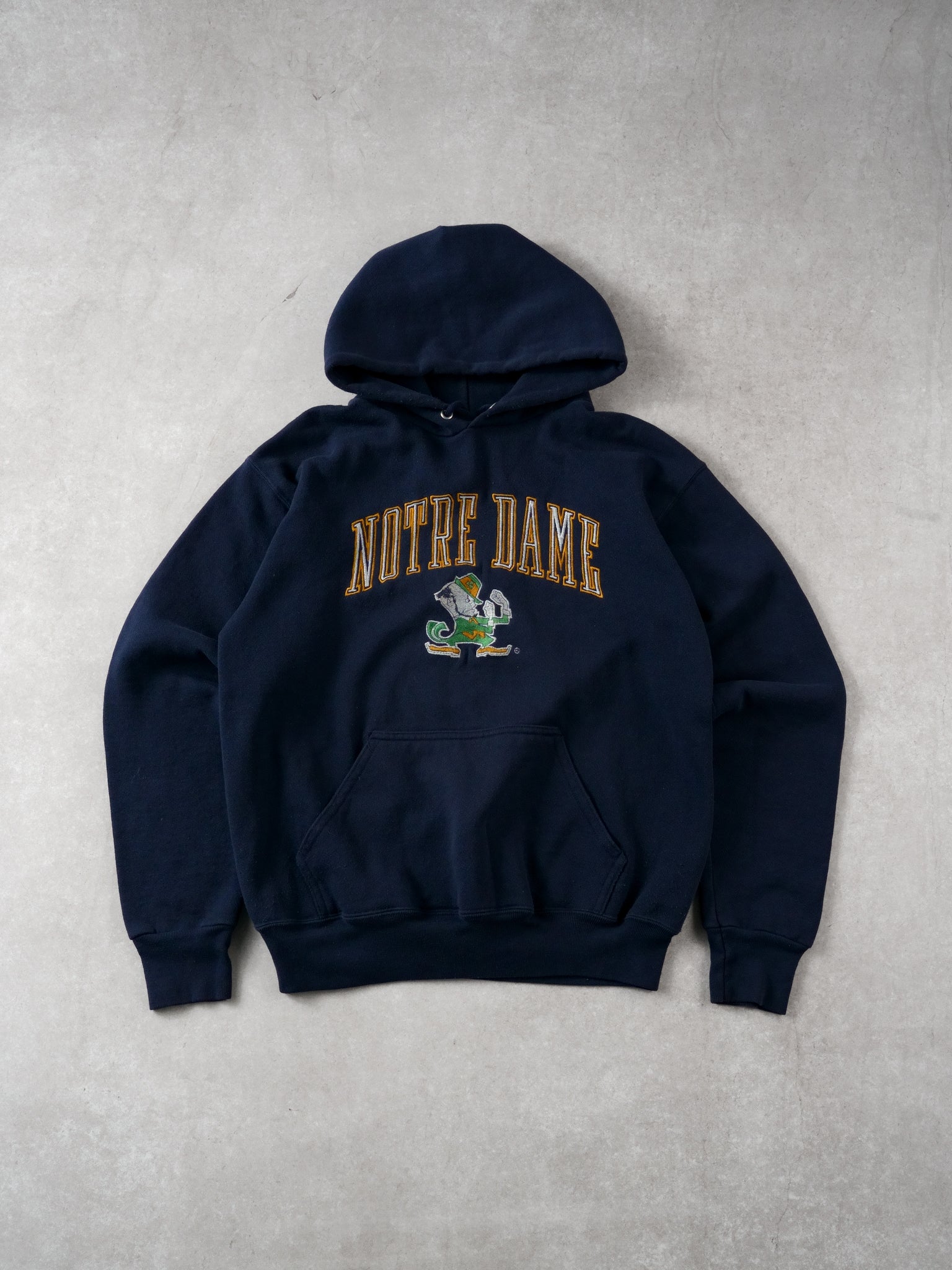 Vintage 90s Navy Blue Notre Dame Hoodie (M)