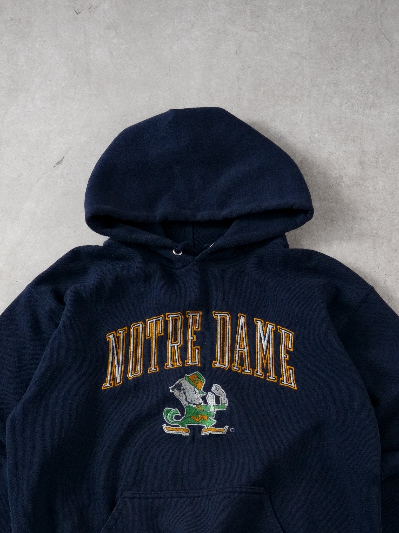 Vintage 90s Navy Blue Notre Dame Hoodie (M)