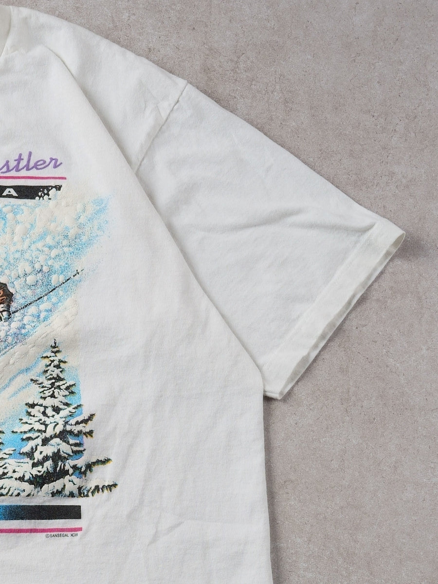 Vintage 90s White Whistlers Canada Skiing Graphic Tee (M)